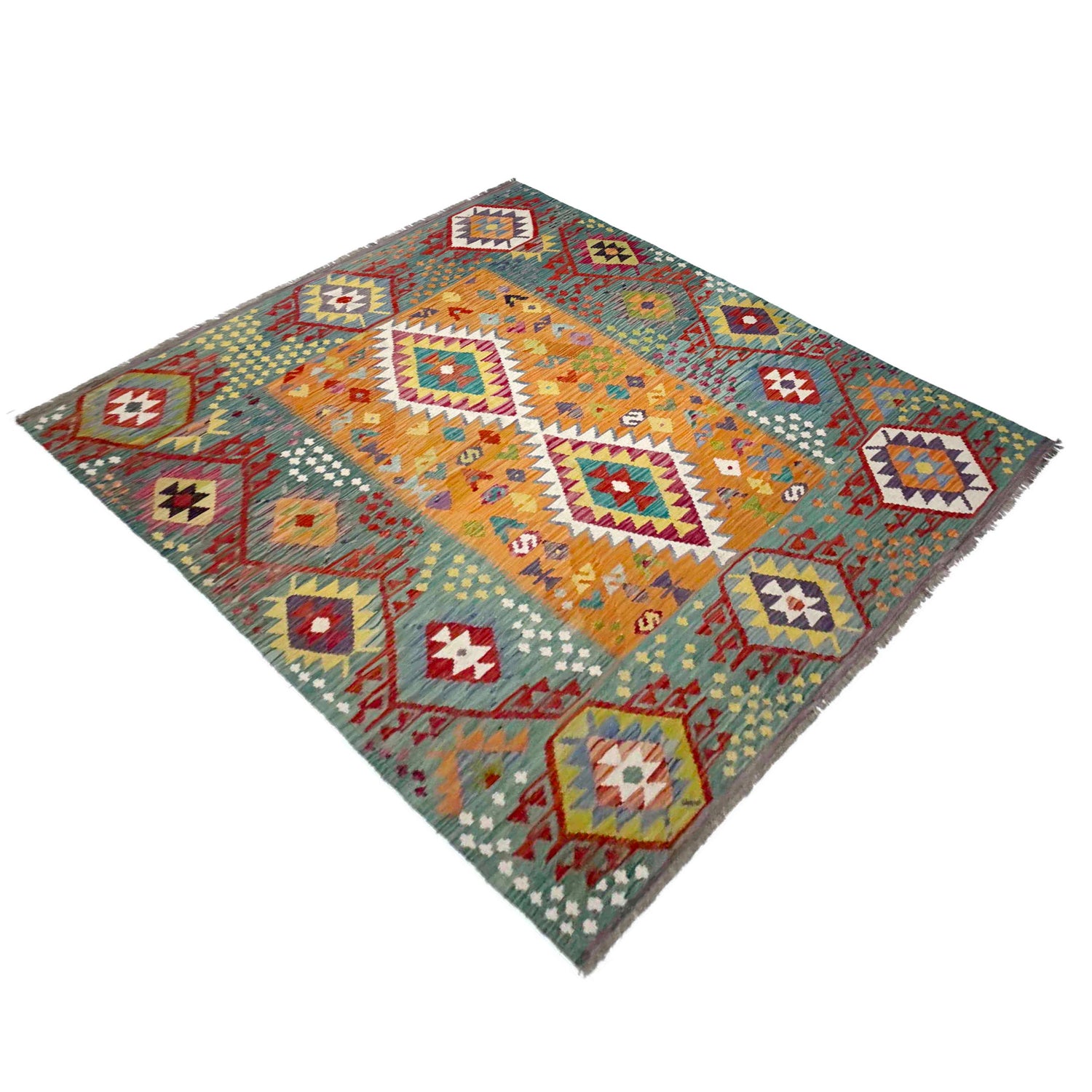 Handmade Vegetable Kelim 6' 2" x 7' 11" (ft) - No. Y39194