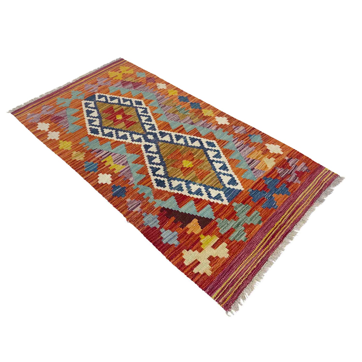 Handmade Vegetable Kelim 2' 1" x 4' 1" (ft) - No. Y39206