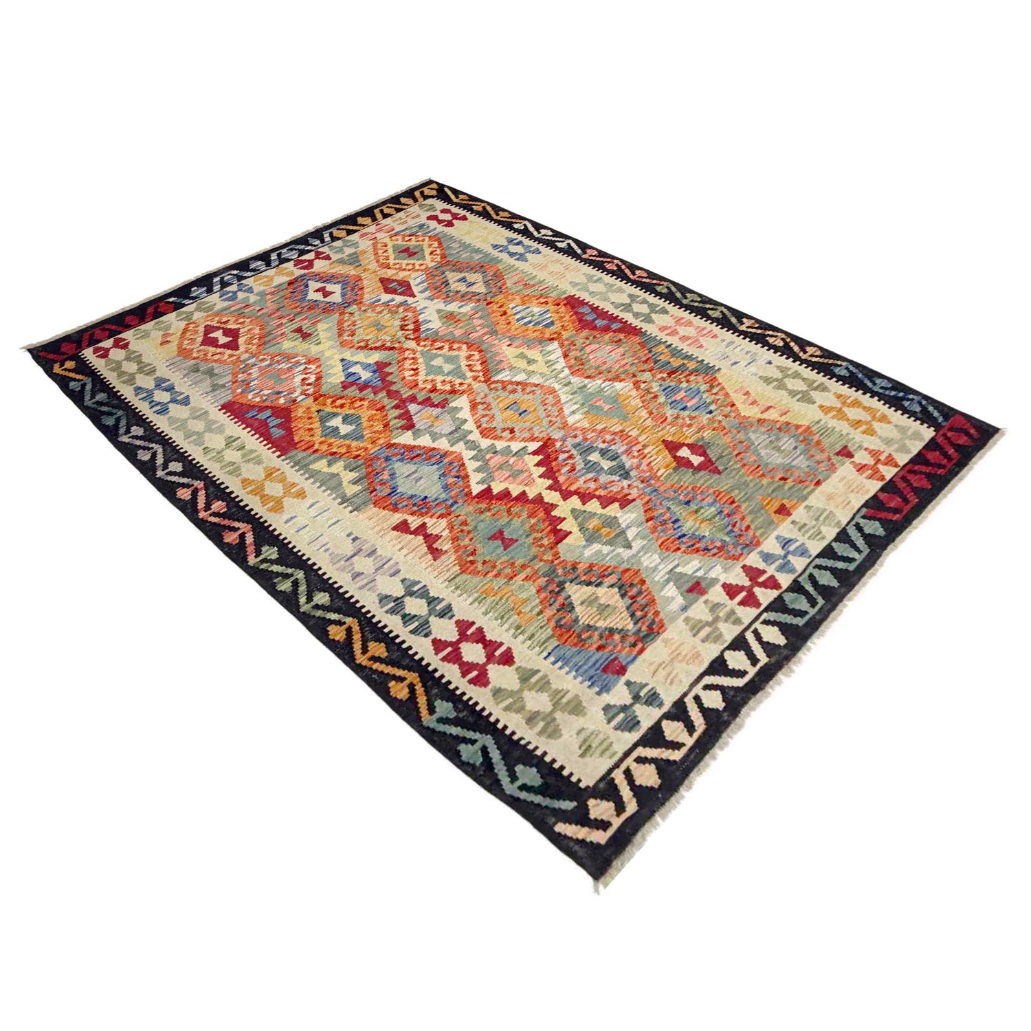 Handmade Vegetable Kelim 5' 9" x 7' 9" (ft) - No. Y39208