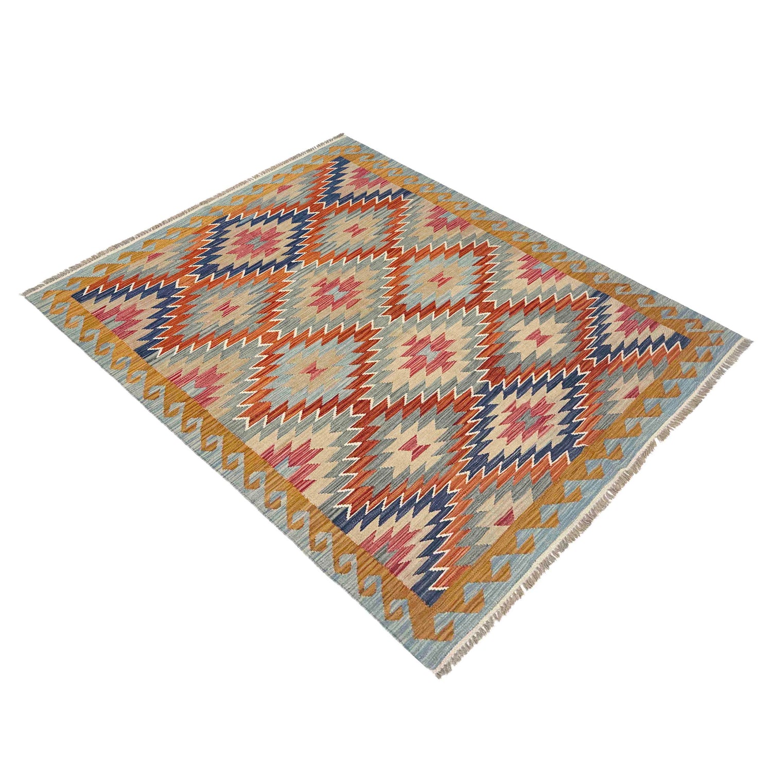 Handmade Vegetable Kilim 5' 0" x 6' 9" (ft) - No. Y39209