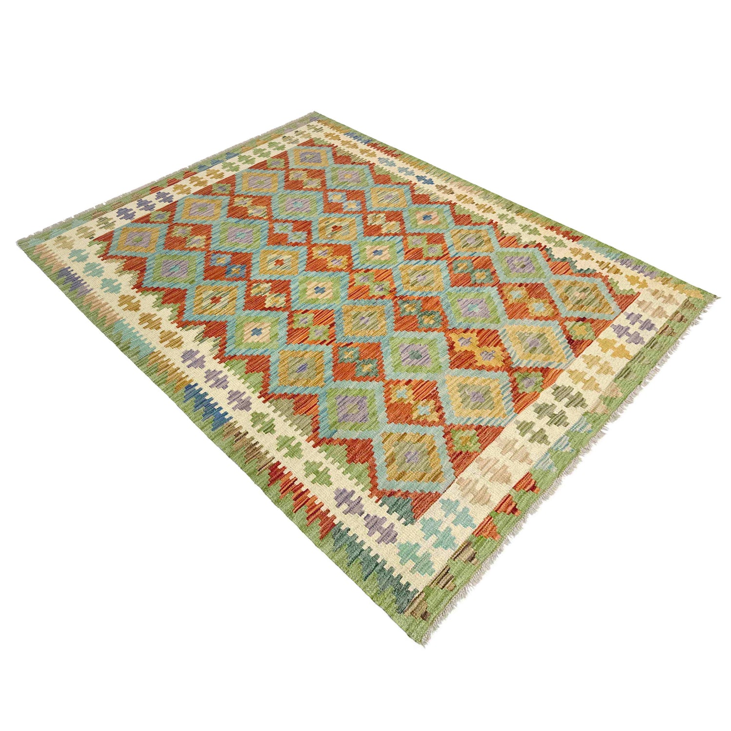 Handmade Vegetable Kelim 5' 2" x 6' 7" (ft) - No. Y39212