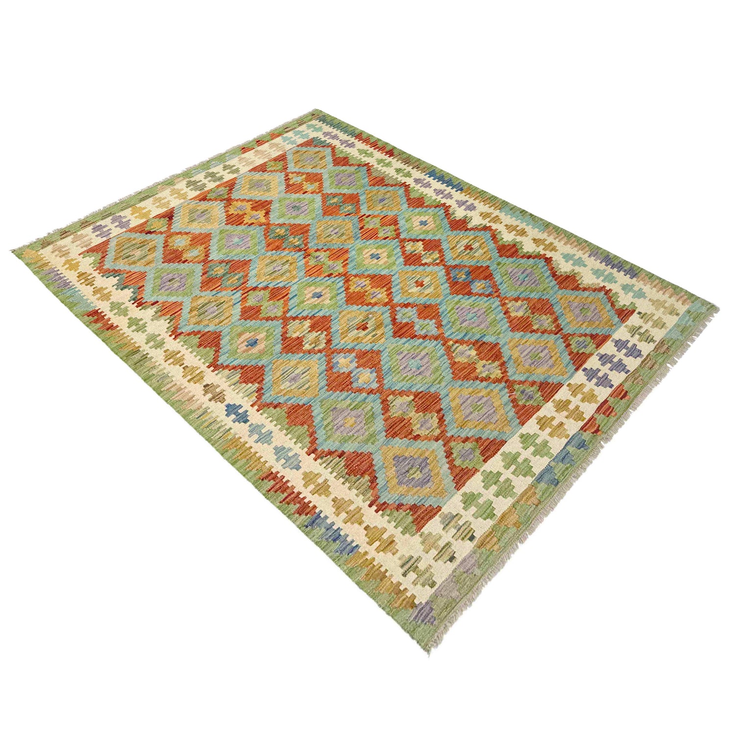 Handmade Vegetable Kelim 5' 2" x 6' 7" (ft) - No. Y39212