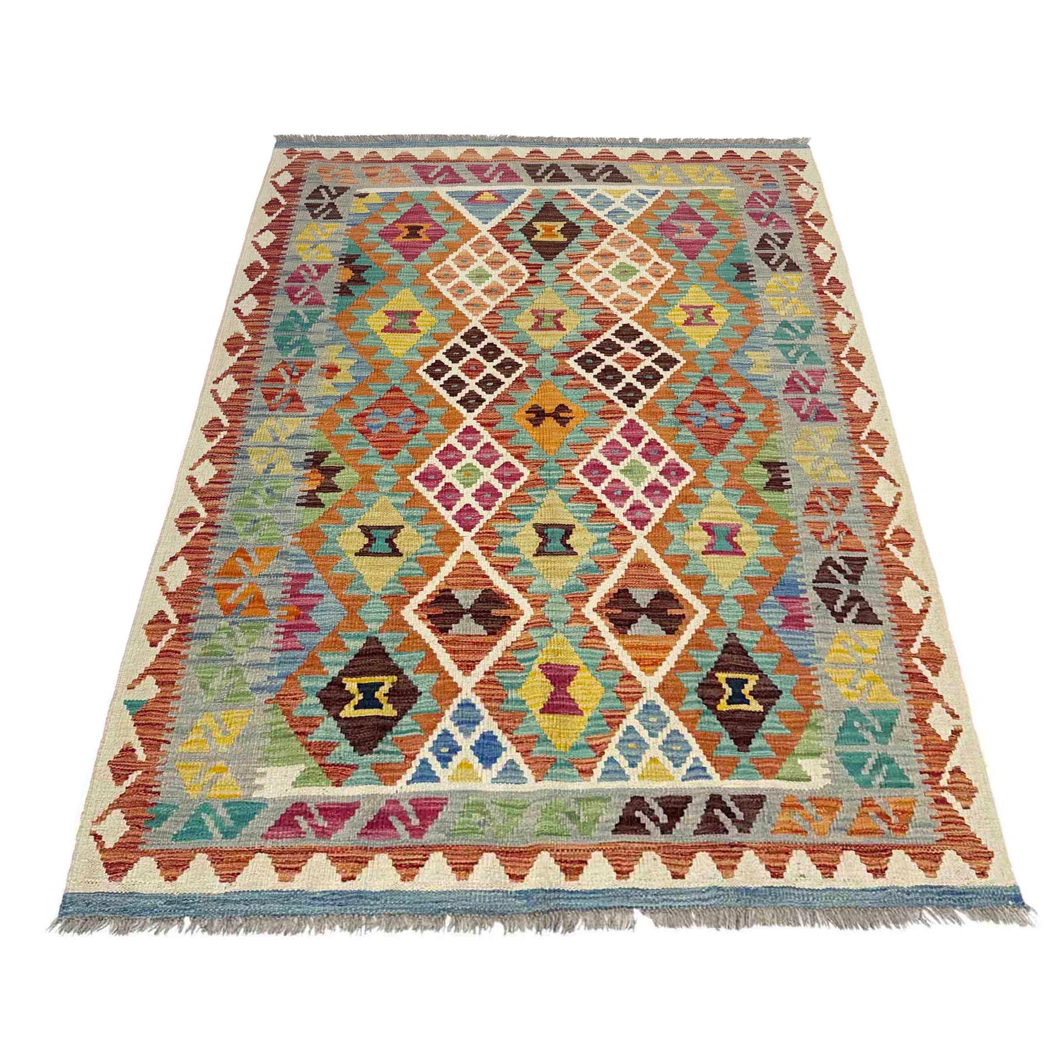 Handmade Vegetable Kilim 3' 11" x 5' 10" (ft) - No. Y39214