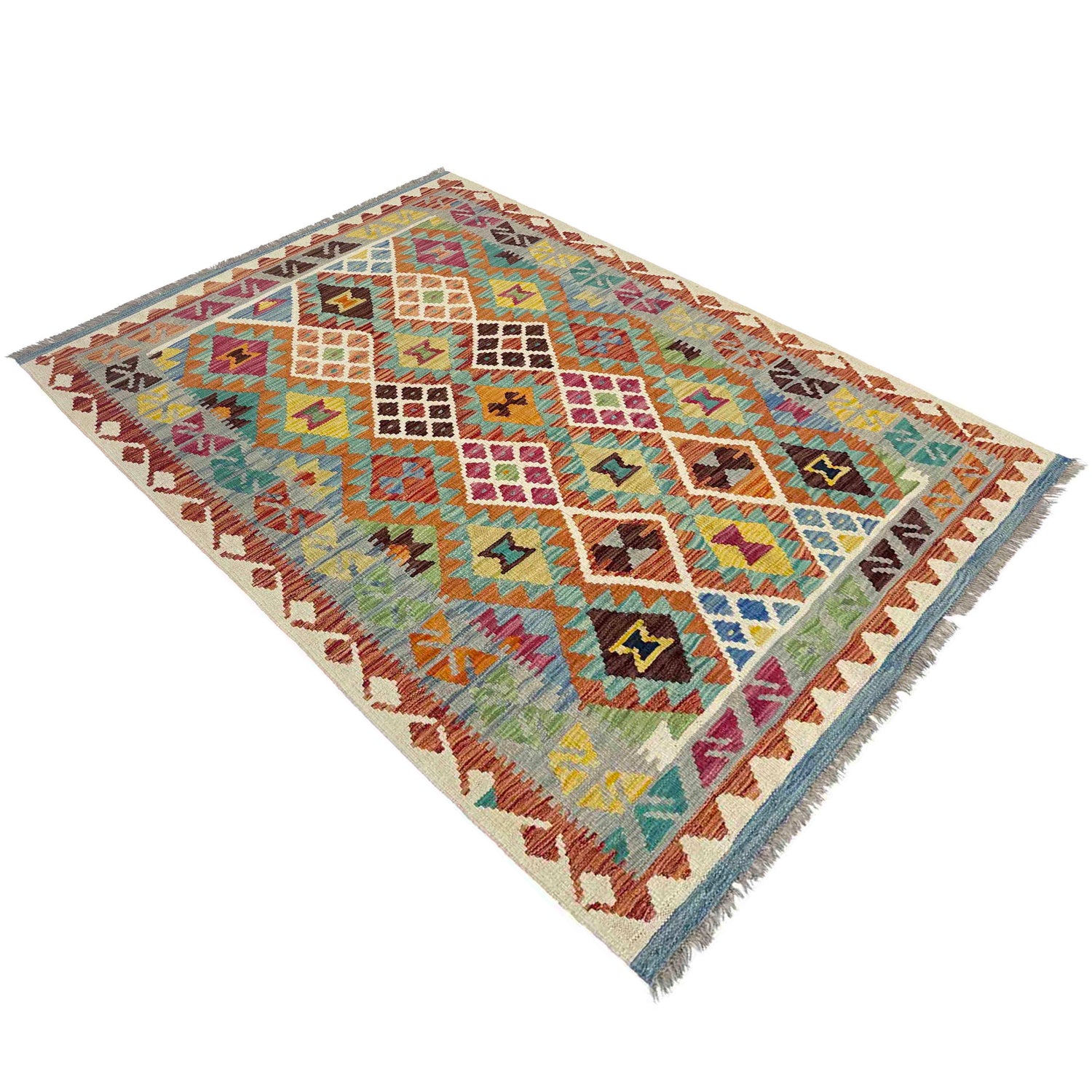 Handmade Vegetable Kilim 3' 11" x 5' 10" (ft) - No. Y39214