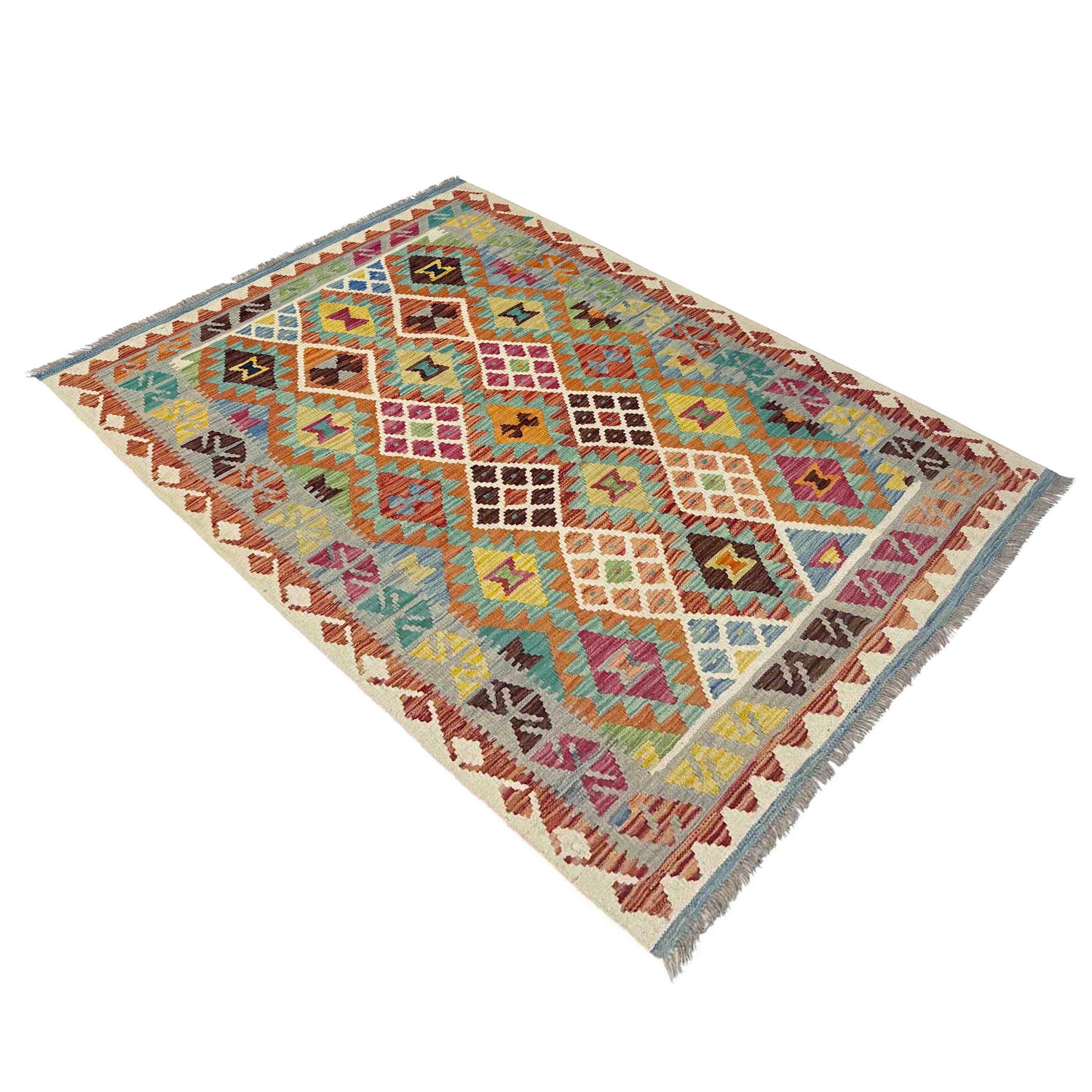 Handmade Vegetable Kilim 3' 11" x 5' 10" (ft) - No. Y39214