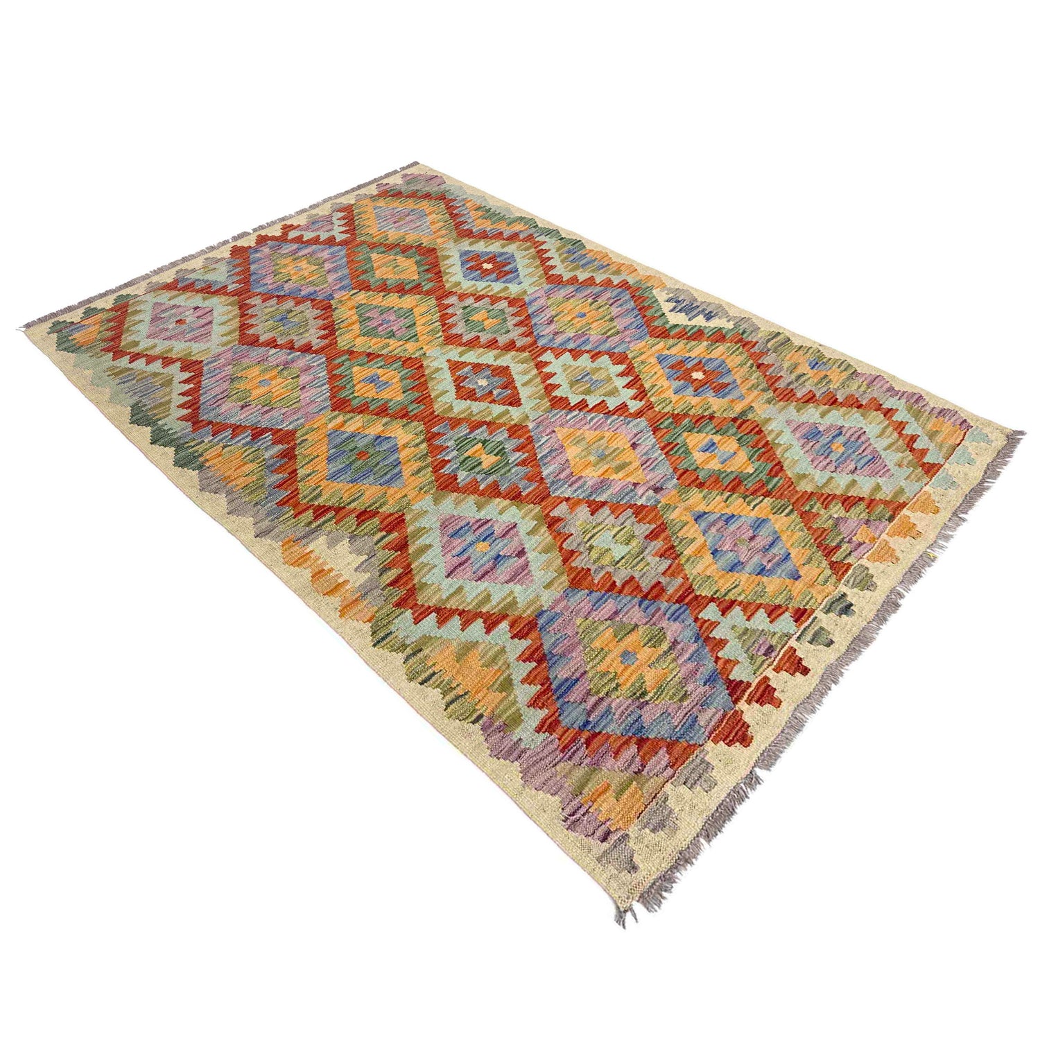Handmade Vegetable Kelim 3' 11" x 5' 11" (ft) - No. Y39216