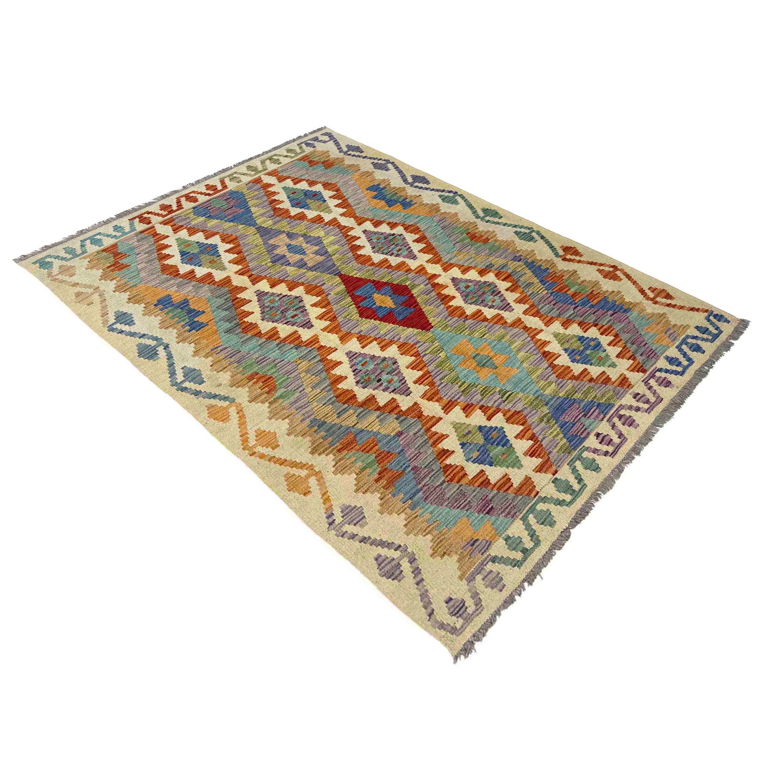 Handmade Vegetable Kilim 4' 0" x 6' 4" (ft) - No. Y39218
