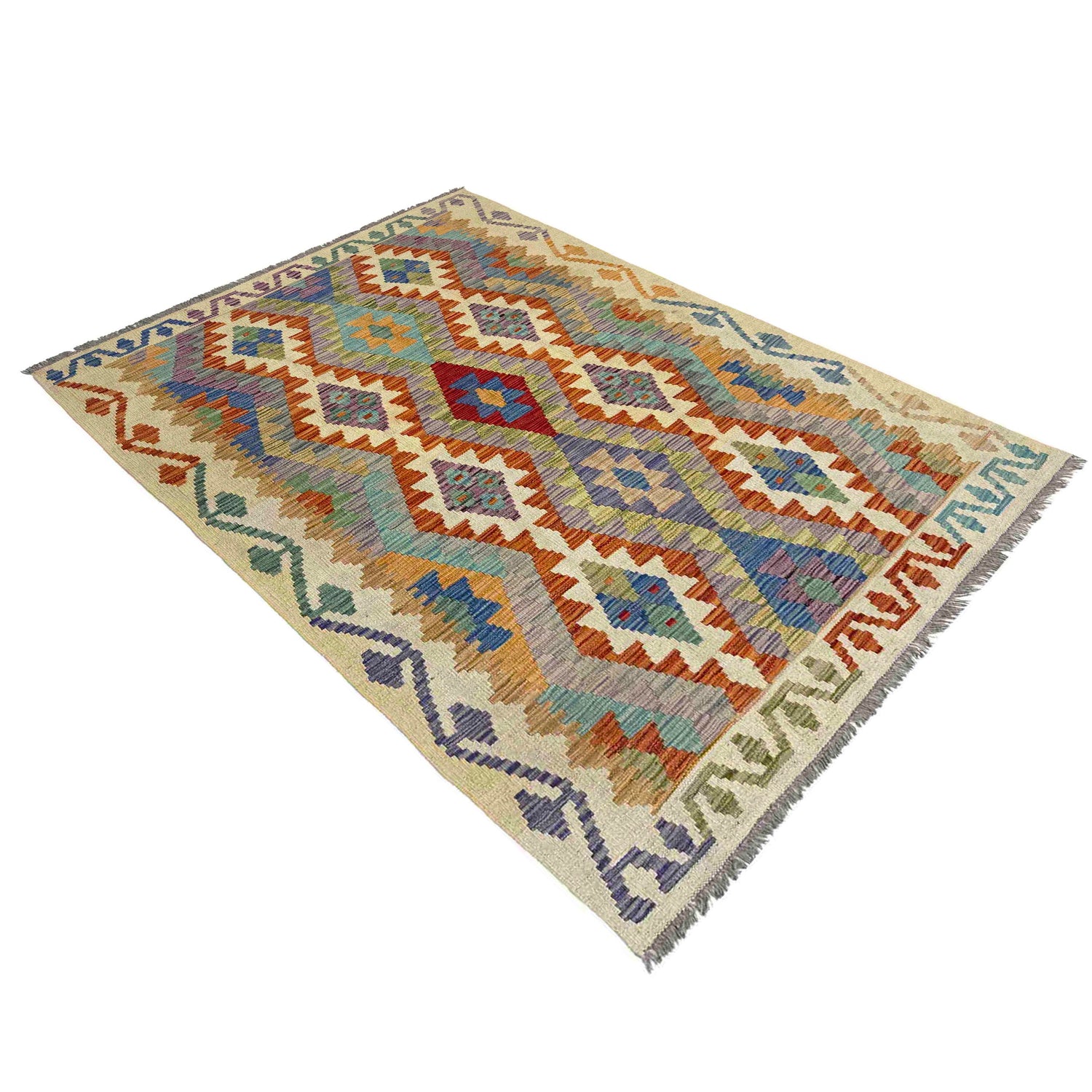 Handmade Vegetable Kilim 4' 0" x 6' 4" (ft) - No. Y39218