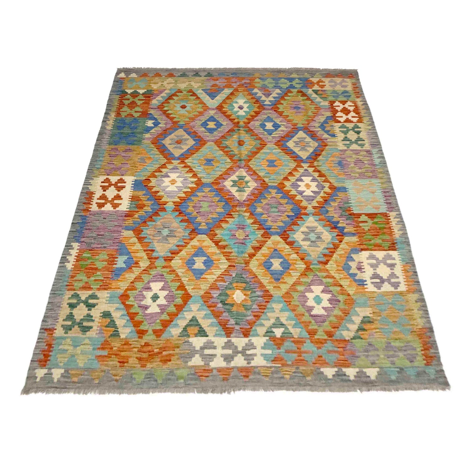 Handmade Vegetable Kelim 5' 8" x 8' 2" (ft) - No. Y39220