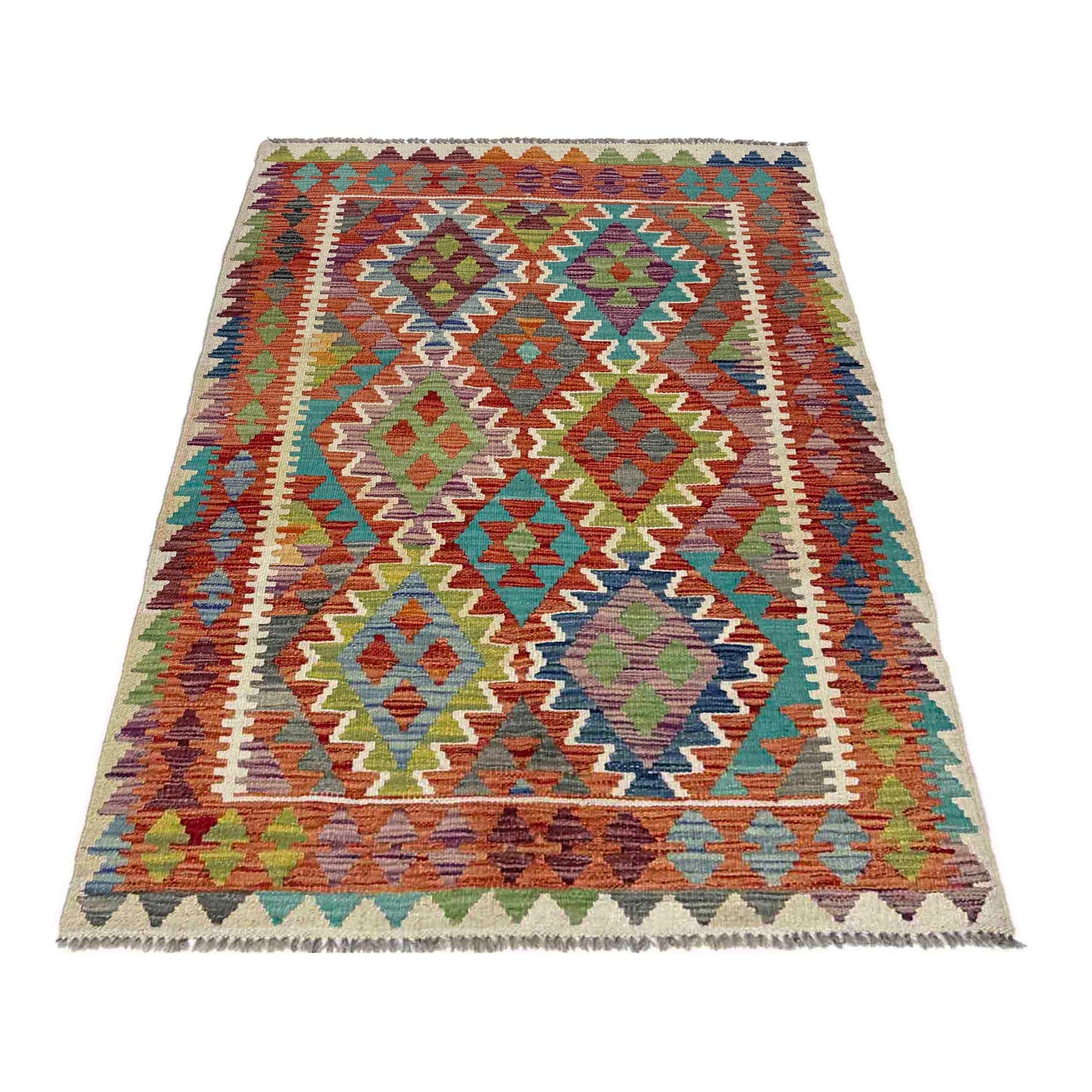Handmade Vegetable Kelim 3' 5" x 4' 11" (ft) - No. Y39223