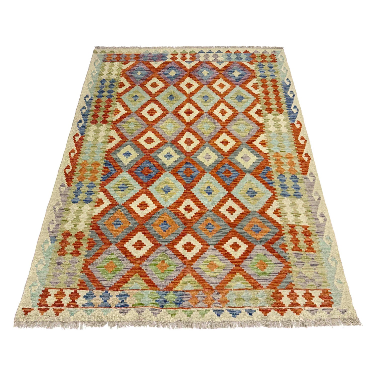 Handmade Vegetable Kelim 4' 5" x 6' 5" (ft) - No. Y39246