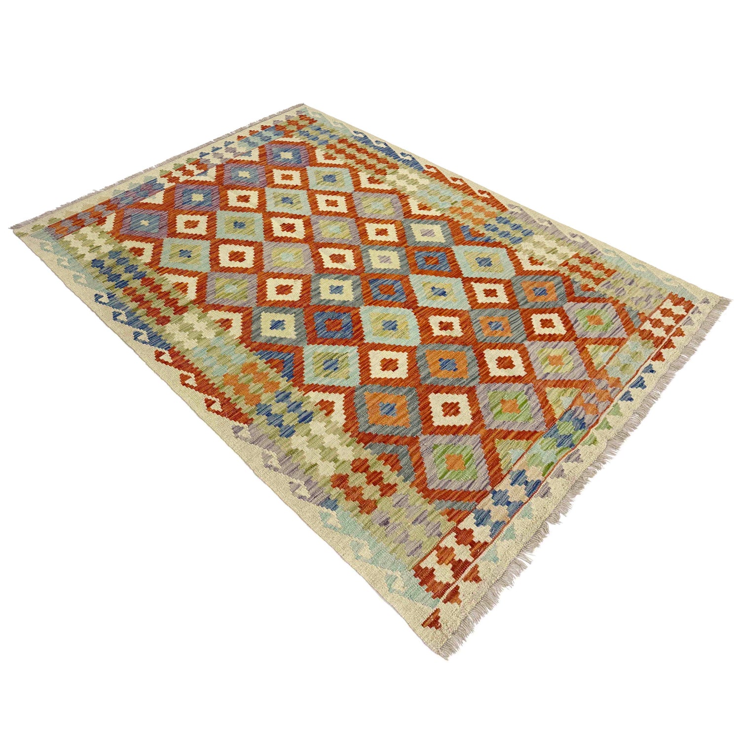 Handmade Vegetable Kelim 4' 5" x 6' 5" (ft) - No. Y39246