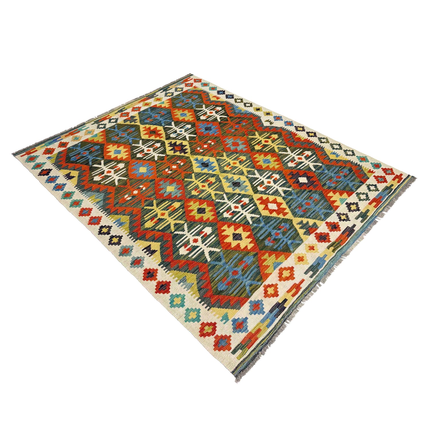 Handmade Vegetable Kilim 5' 1" x 6' 7" (ft) - No. Y39247