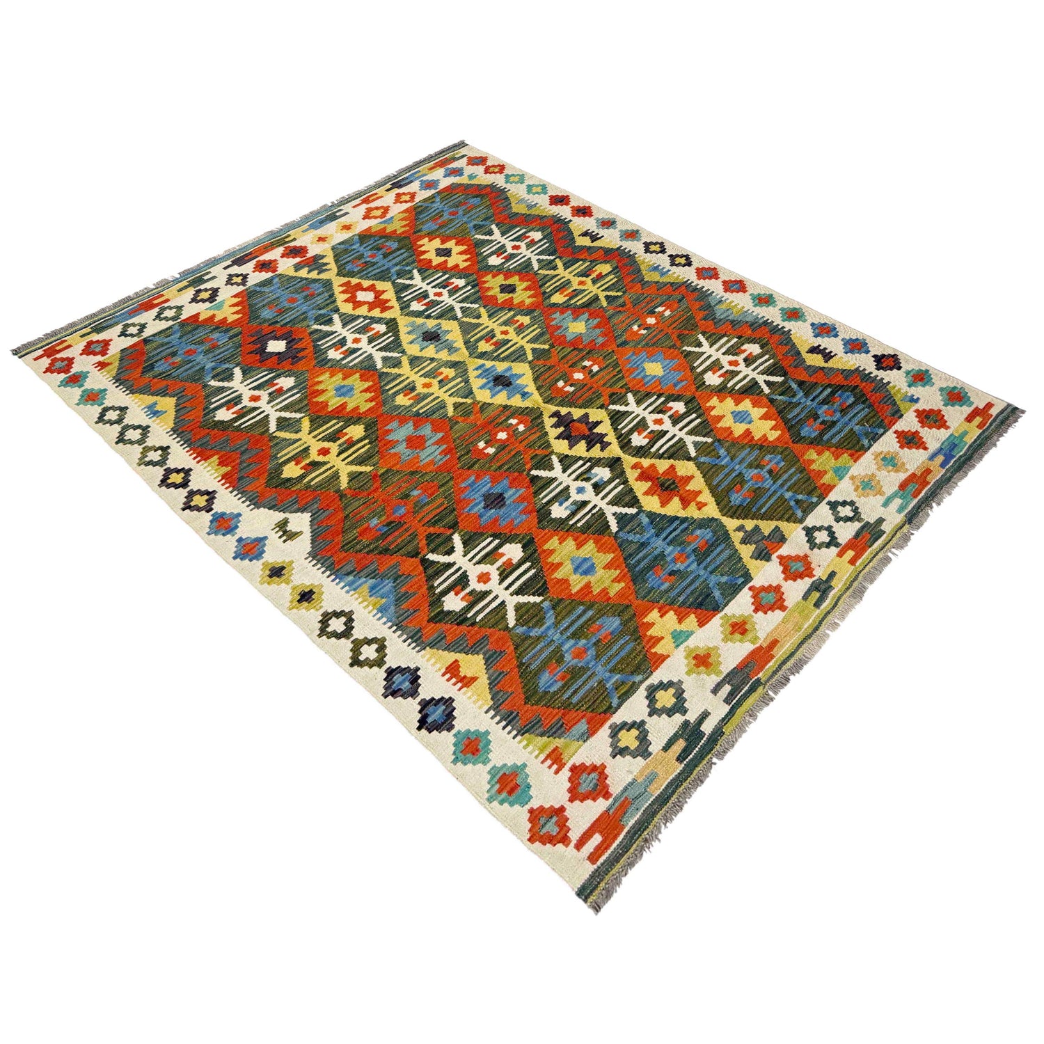 Handmade Vegetable Kilim 5' 1" x 6' 7" (ft) - No. Y39247