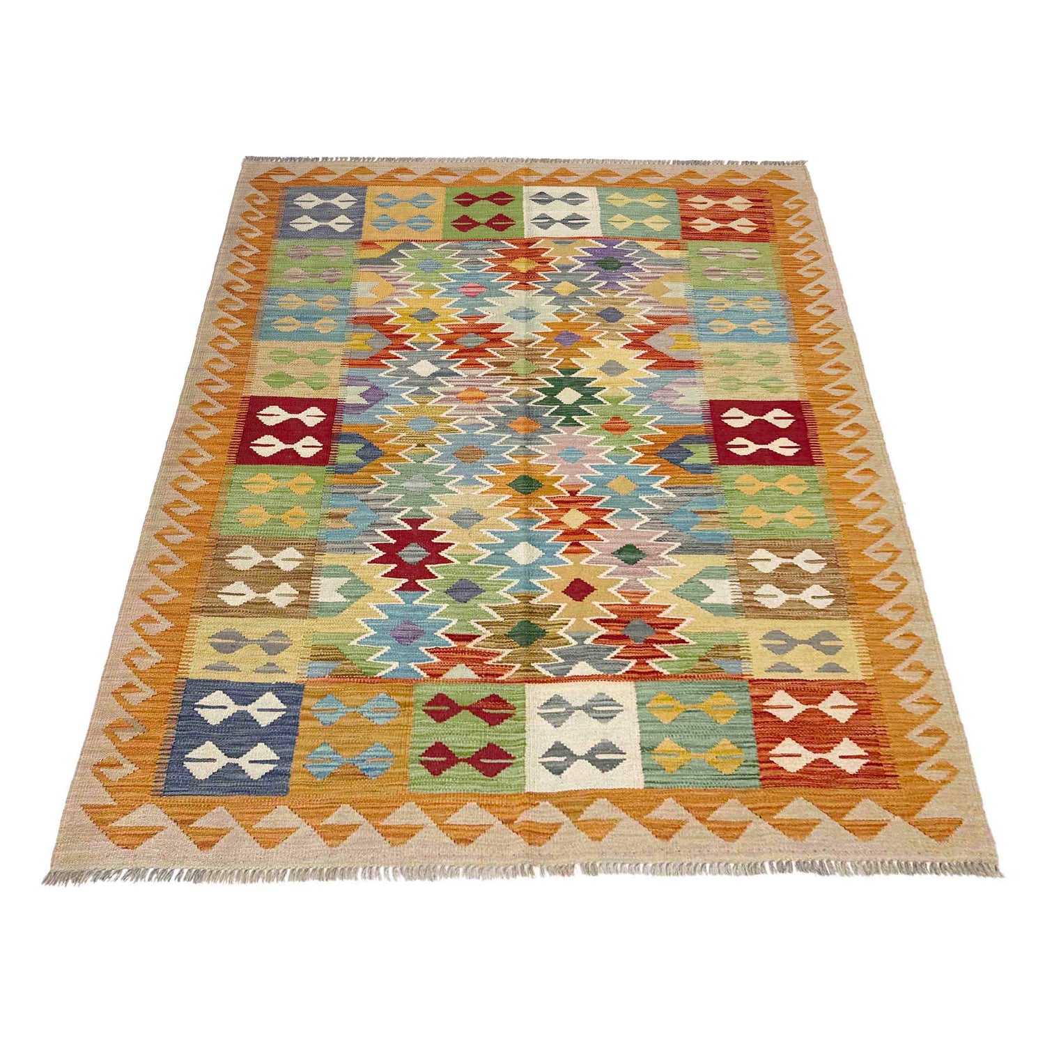 Handmade Vegetable Kilim 5' 0" x 6' 5" (ft) - No. Y39249