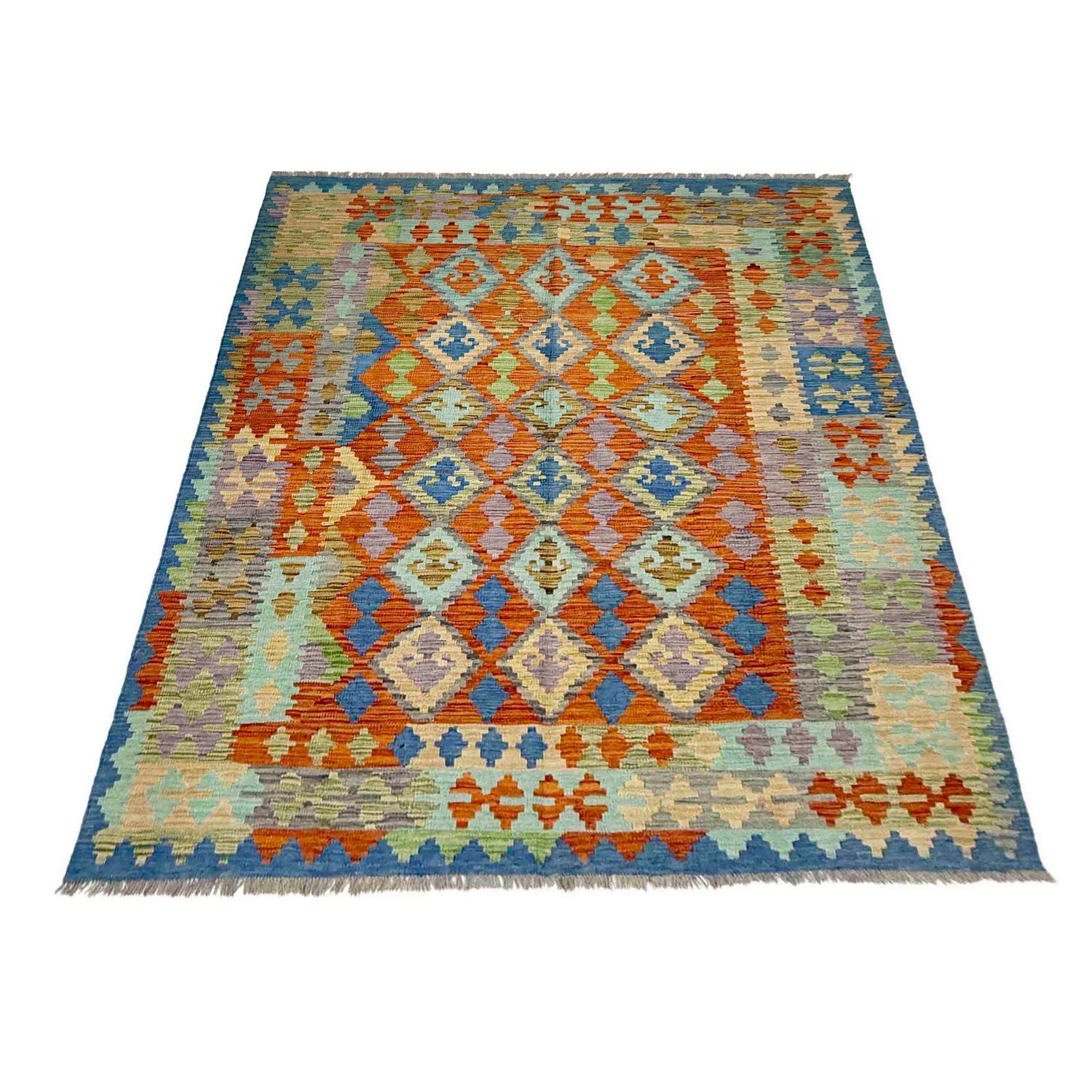 Handmade Vegetable Kelim 5' 8" x 7' 8" (ft) - No. Y39313