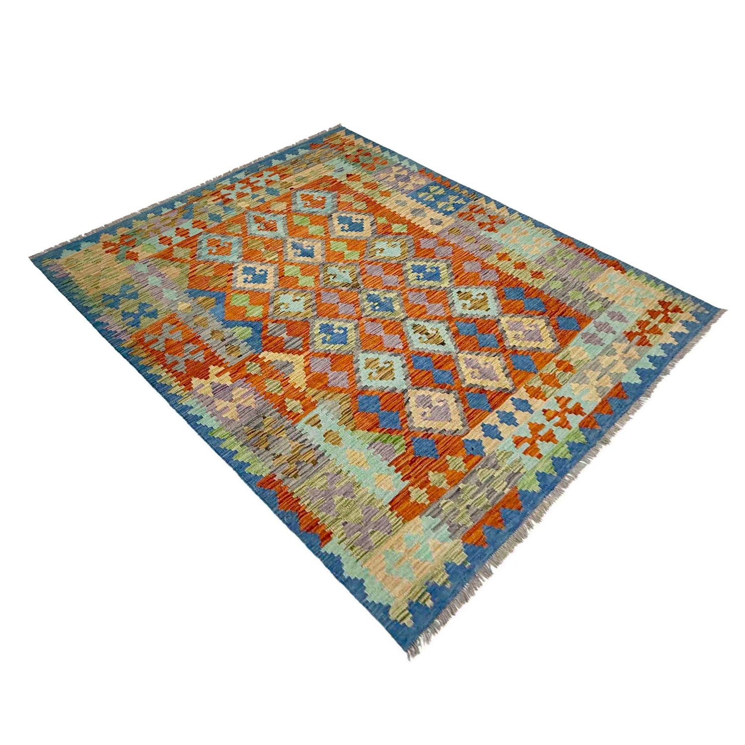 Handmade Vegetable Kelim 5' 8" x 7' 8" (ft) - No. Y39313