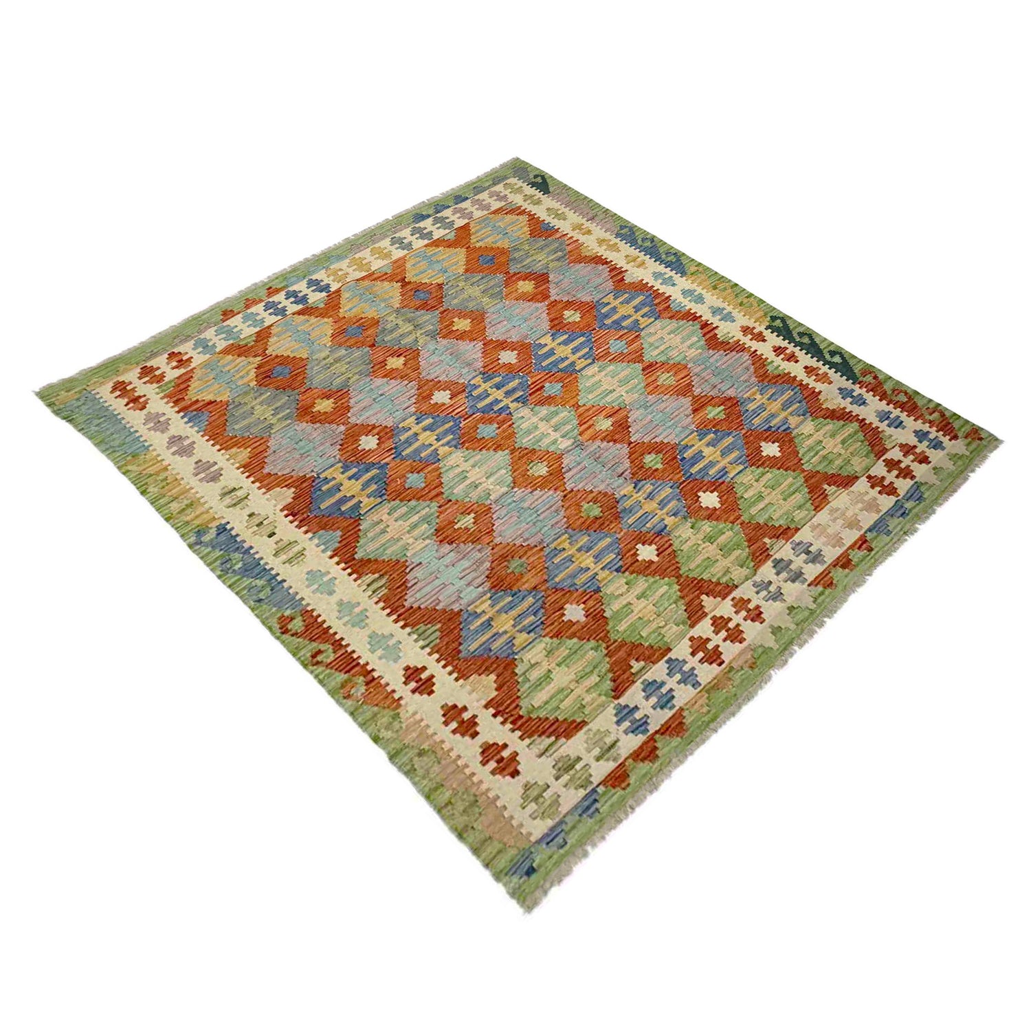 Handmade Vegetable Kelim 6' 0" x 7' 5" (ft) - No. Y39317