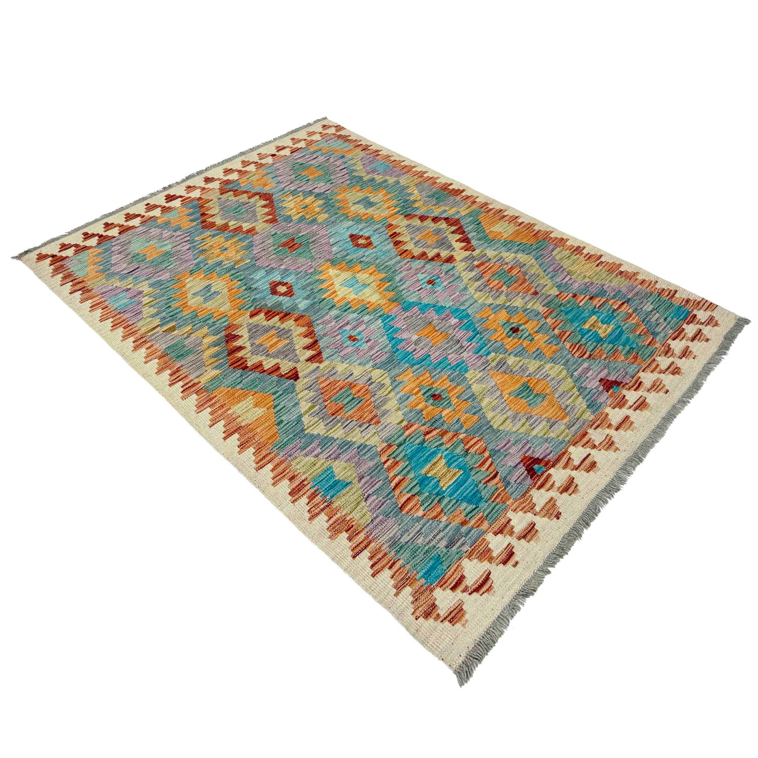 Handmade Vegetable Kilim 4' 0" x 5' 11" (ft) - No. Y39323