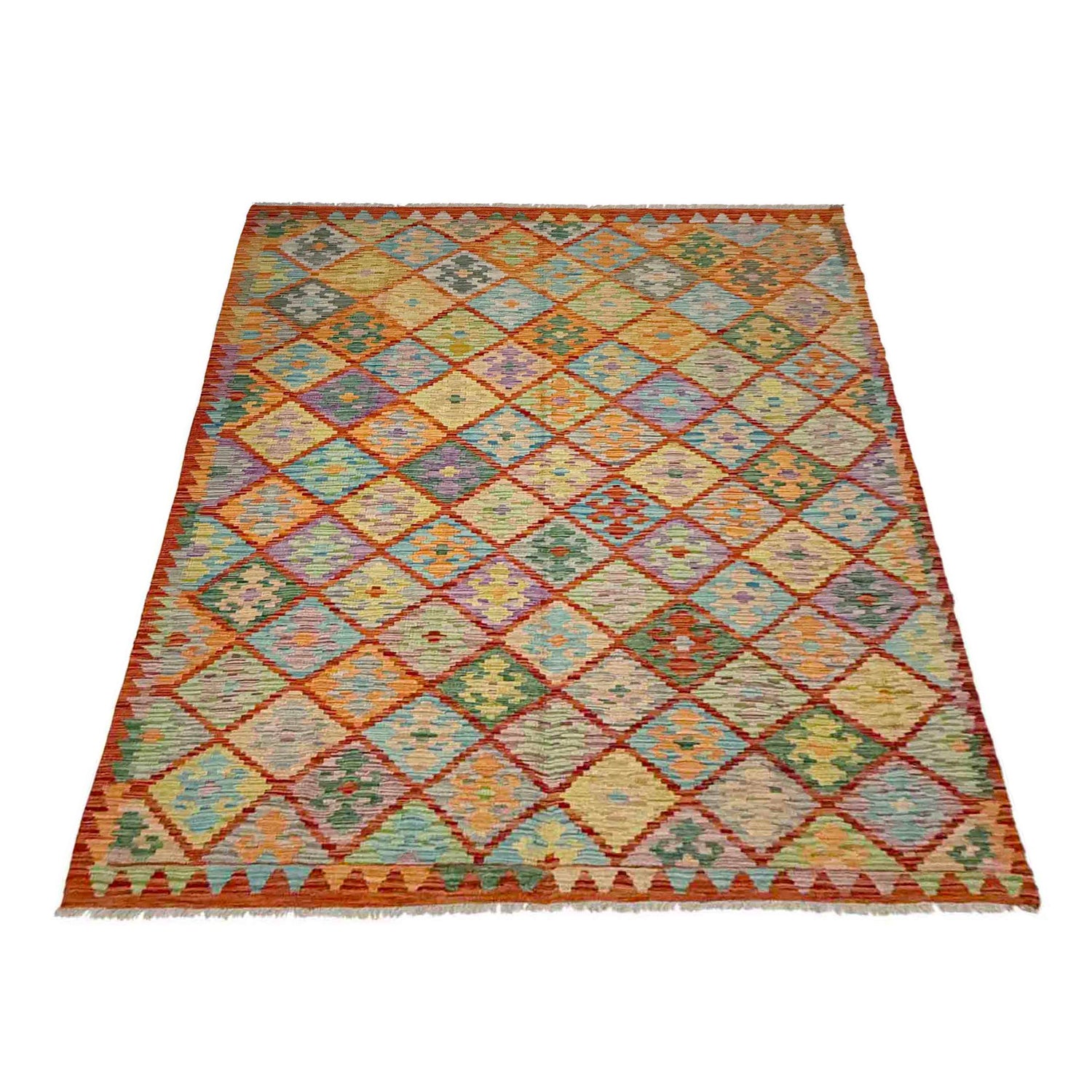 Handmade Vegetable Kelim 5' 9" x 8' 2" (ft) - No. Y39328