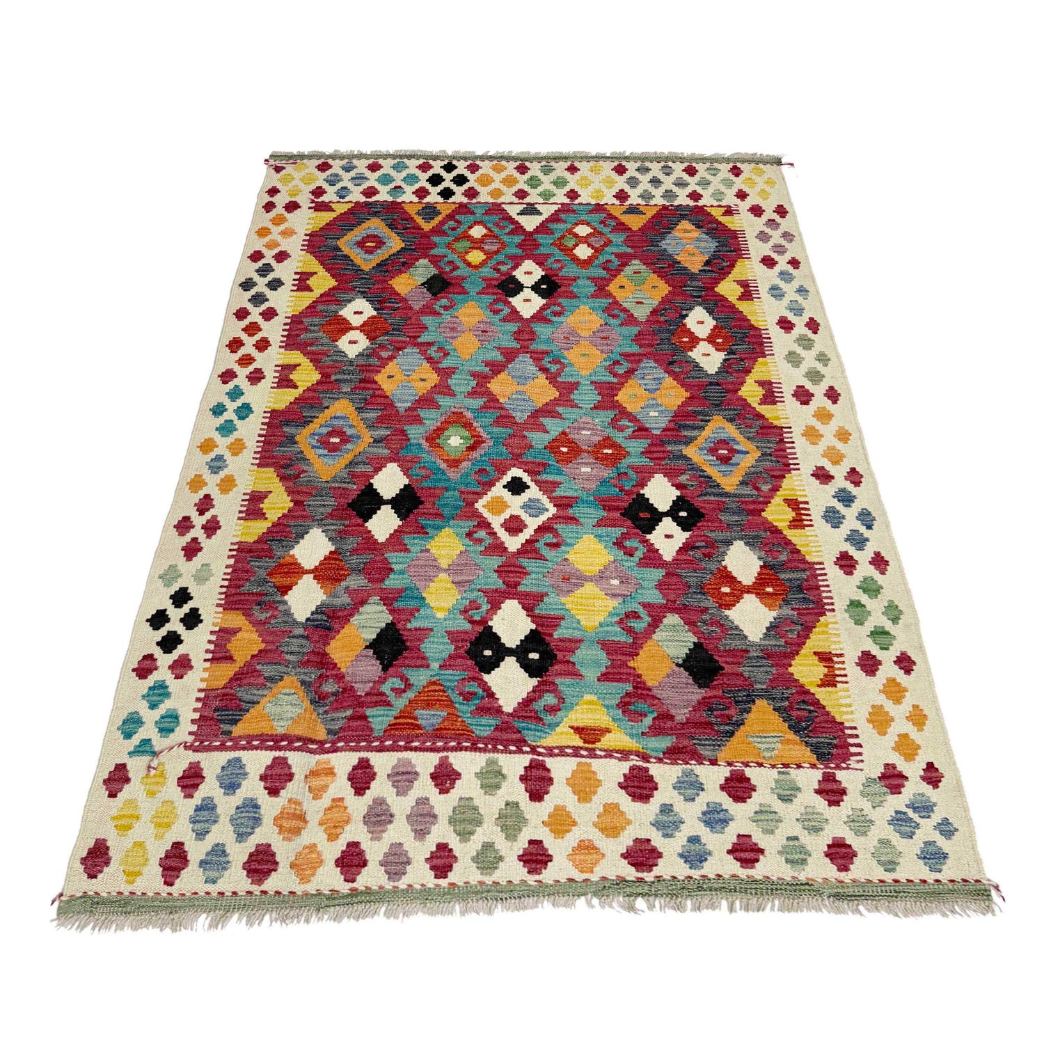 Handmade Vegetable Kelim 4' 5" x 6' 2" (ft) - No. Y39337