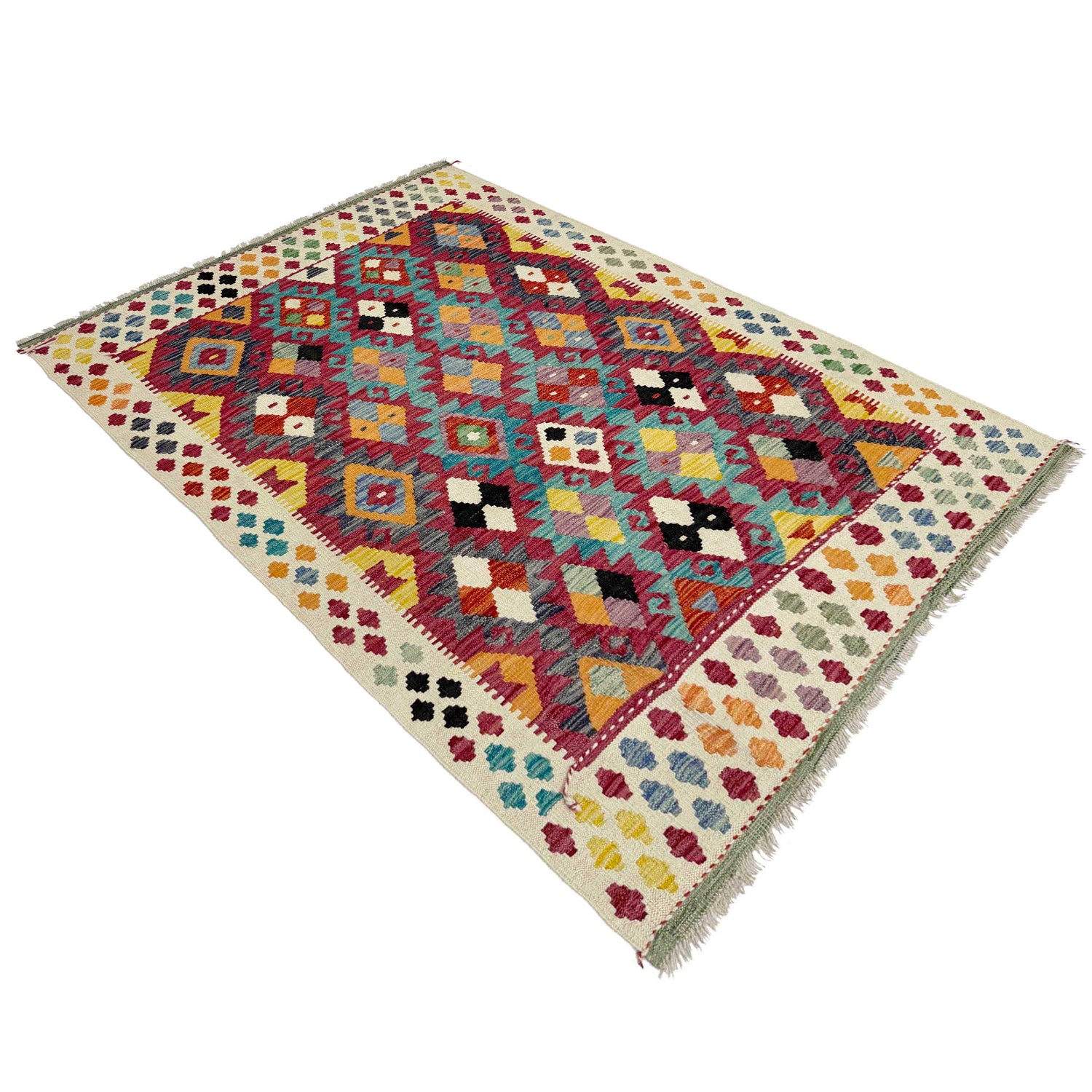 Handmade Vegetable Kelim 4' 5" x 6' 2" (ft) - No. Y39337