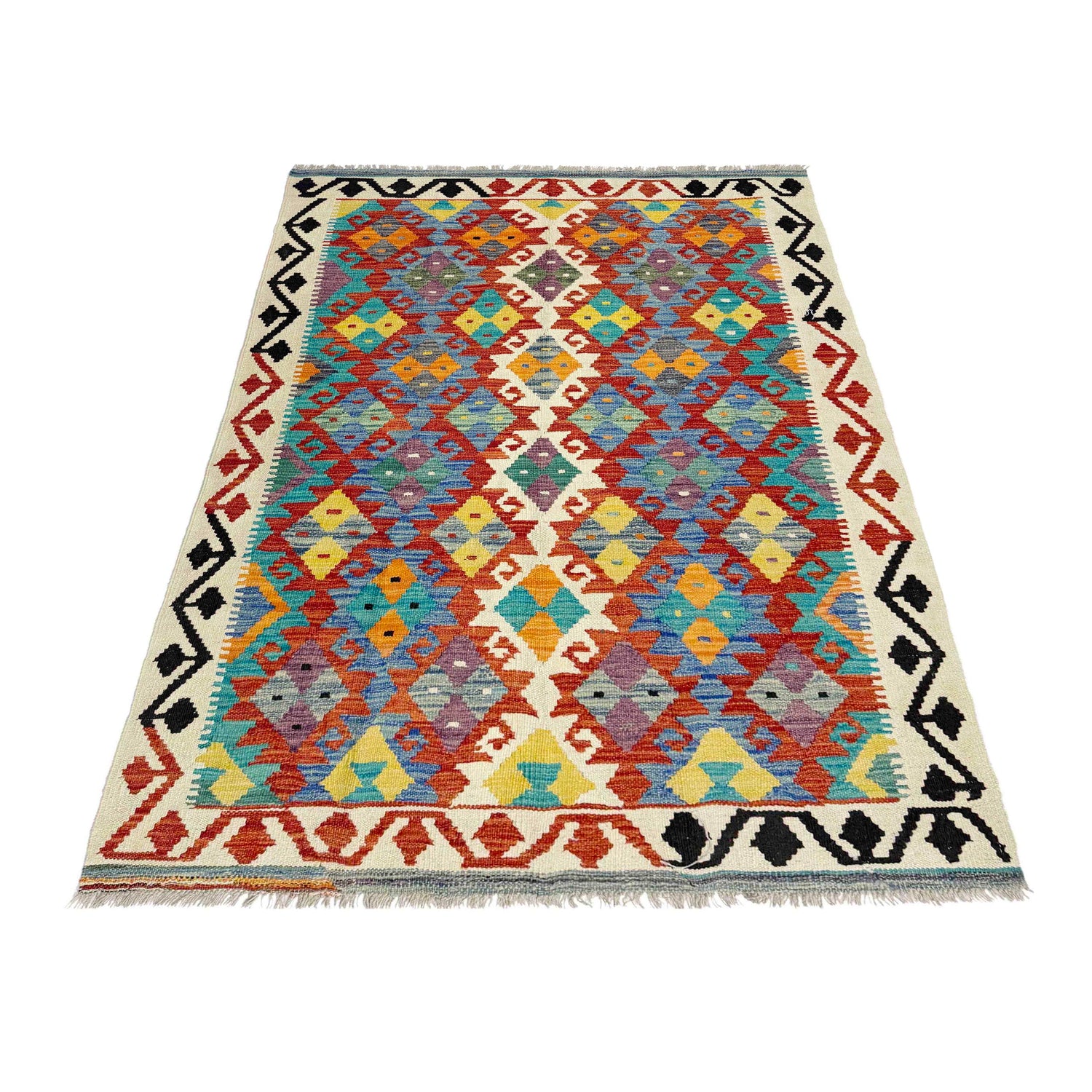 Handmade Vegetable Kilim 4' 3" x 6' 3" (ft) - No. Y39338