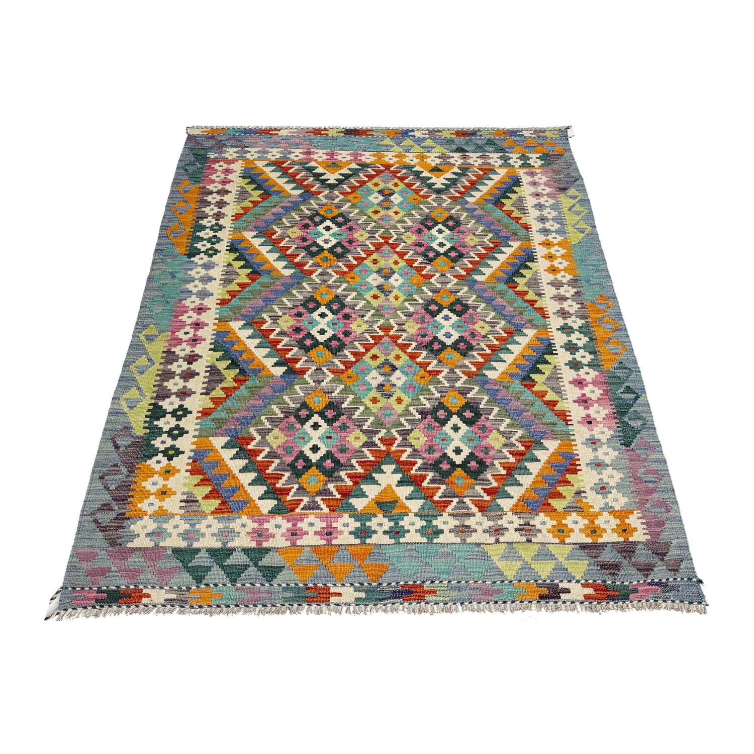 Handmade Vegetable Kelim 4' 3" x 6' 3" (ft) - No. Y39345