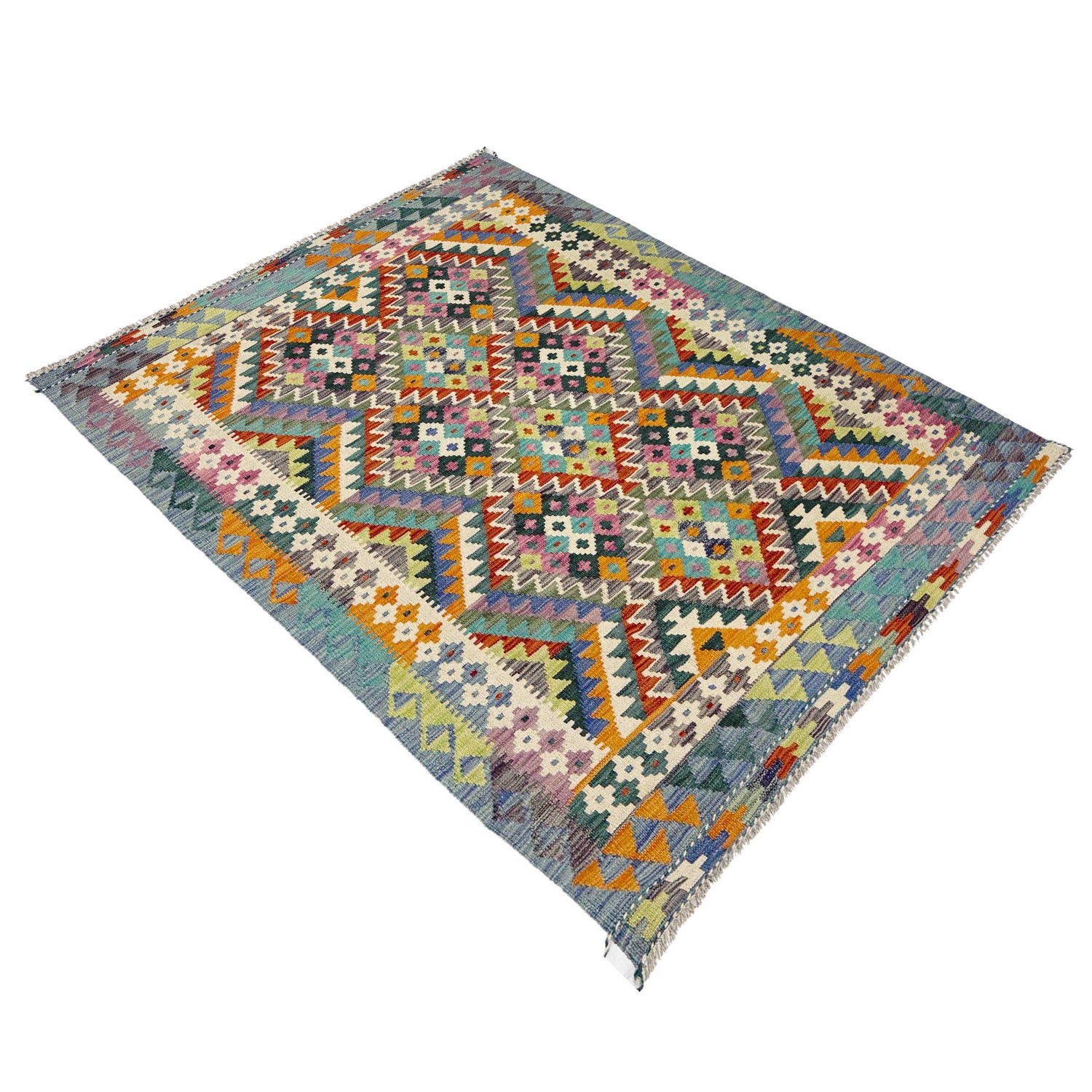 Handmade Vegetable Kelim 4' 3" x 6' 3" (ft) - No. Y39345