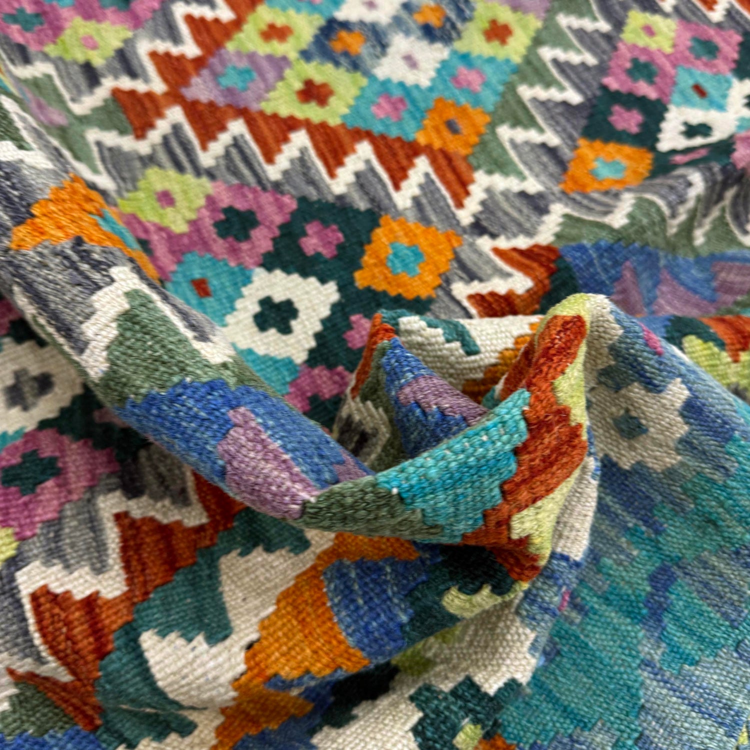 Handmade Vegetable Kelim 4' 3" x 6' 3" (ft) - No. Y39345