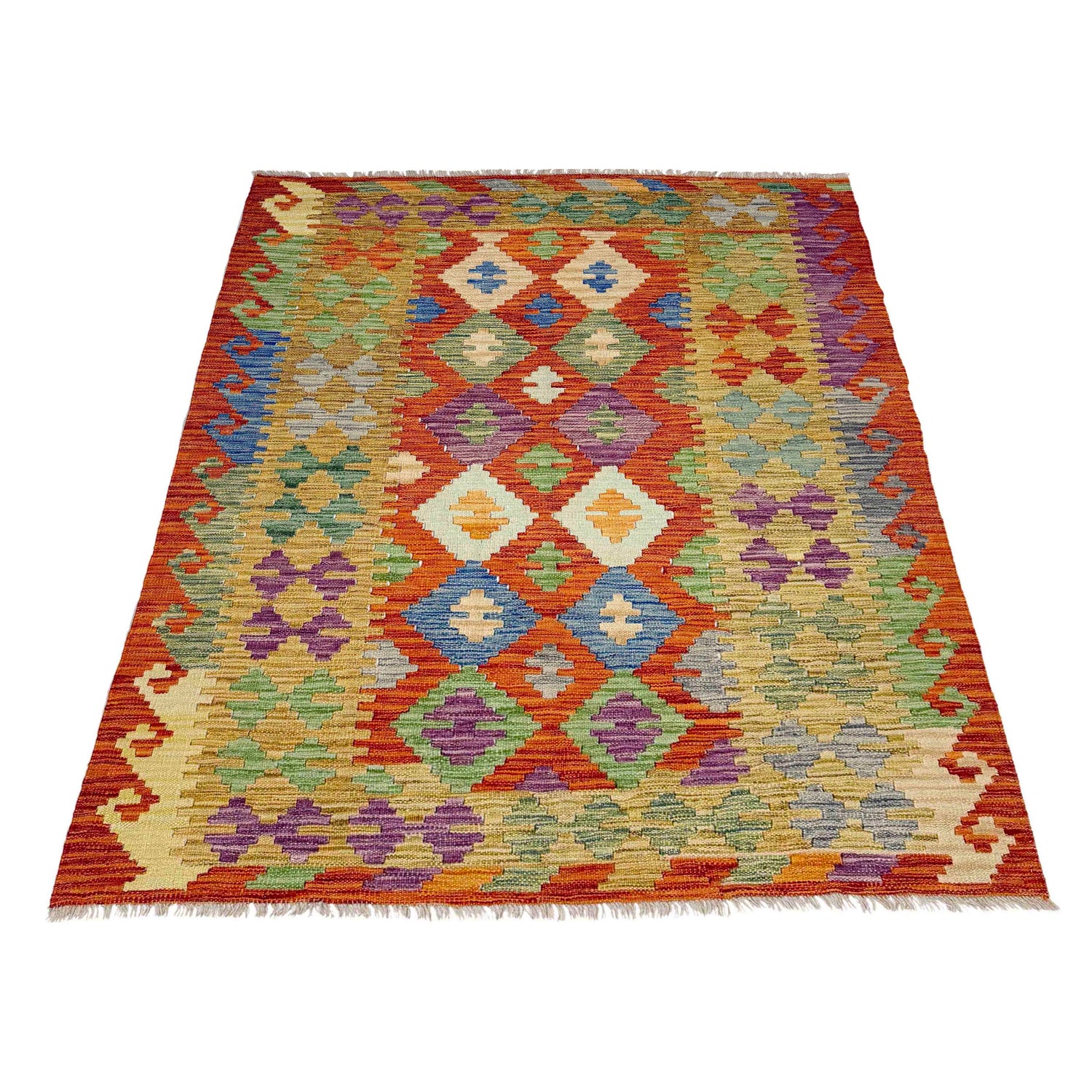 Handmade Vegetable Kilim 4' 2" x 5' 7" (ft) - No. Y39347