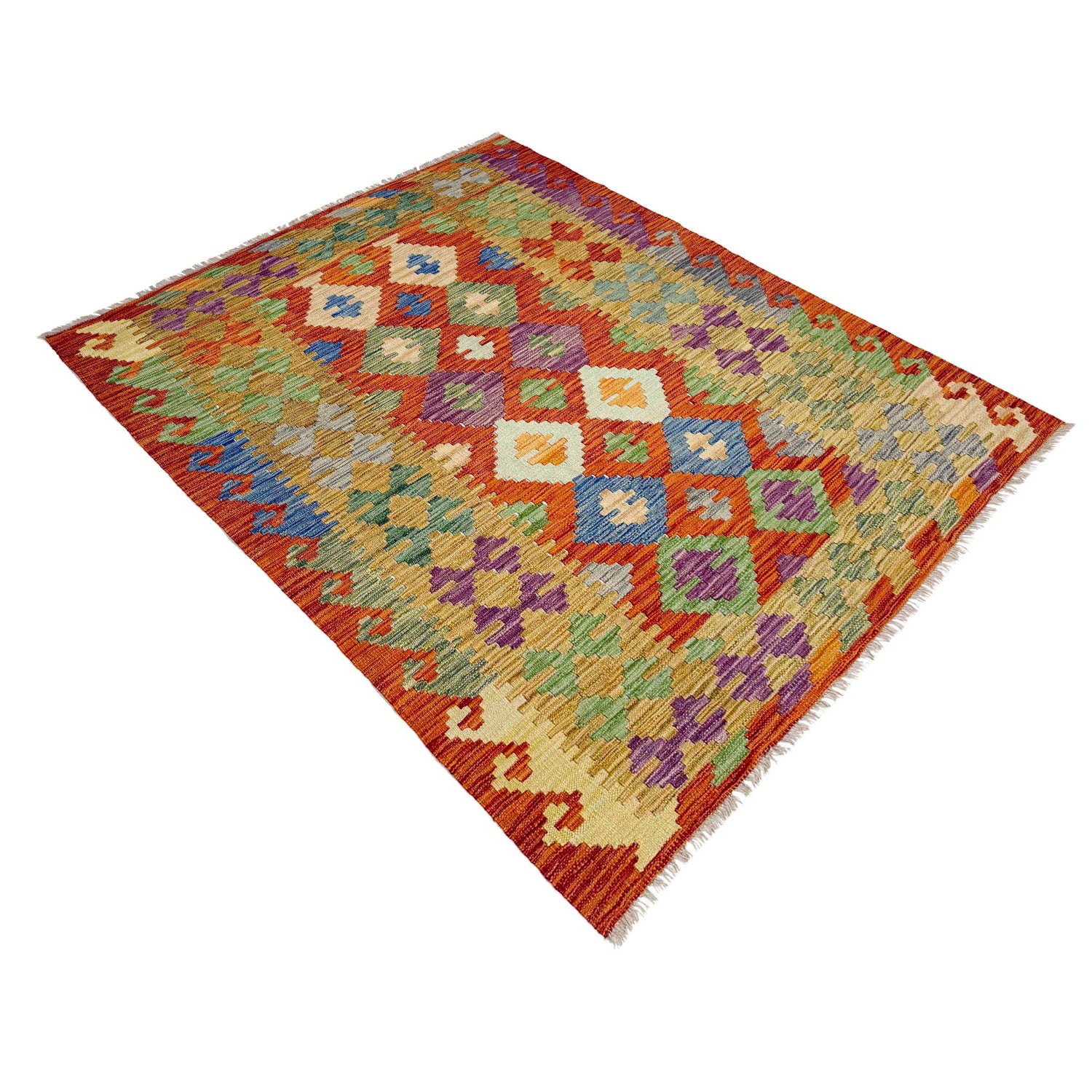 Handmade Vegetable Kilim 4' 2" x 5' 7" (ft) - No. Y39347