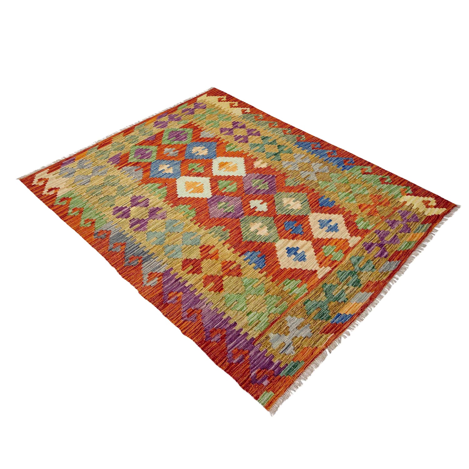 Handmade Vegetable Kilim 4' 2" x 5' 7" (ft) - No. Y39347