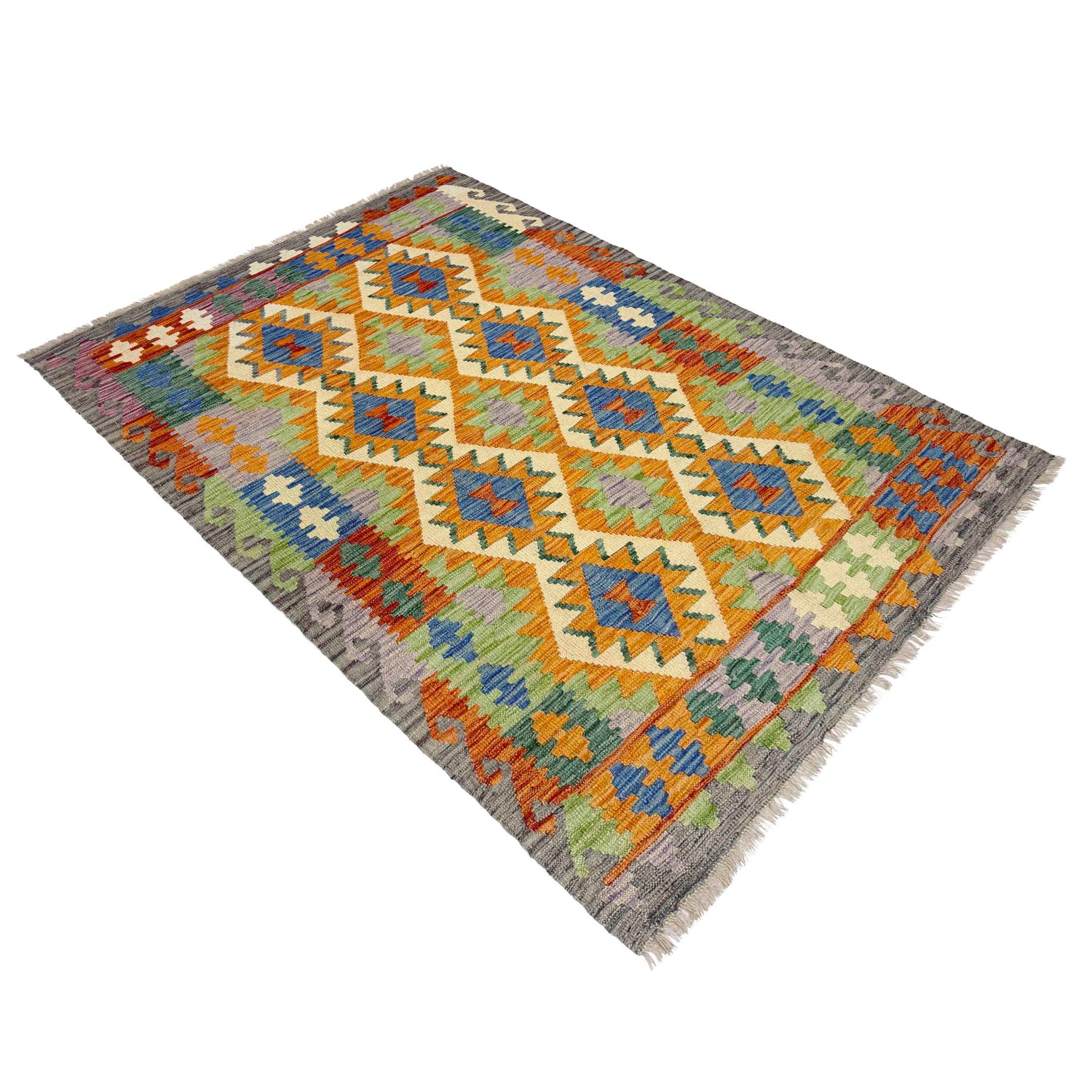 Handmade Vegetable Kelim 4' 2" x 6' 2" (ft) - No. Y39348