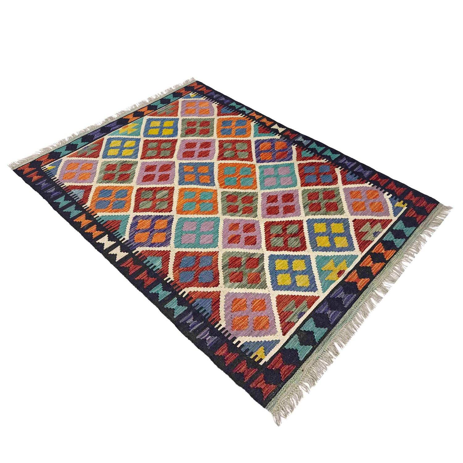 Handmade Vegetable Kilim 3' 5" x 5' 1" (ft) - No. Y39355