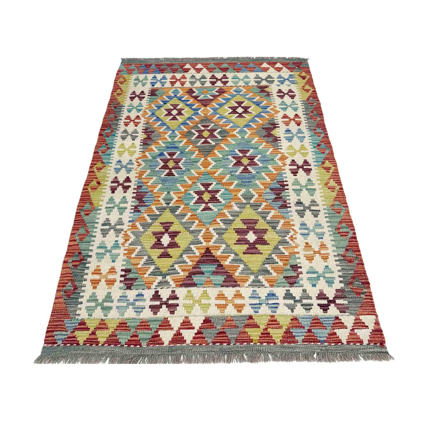 Handmade Vegetable Kelim 3' 4" x 5' 3" (ft) - No. Y39356