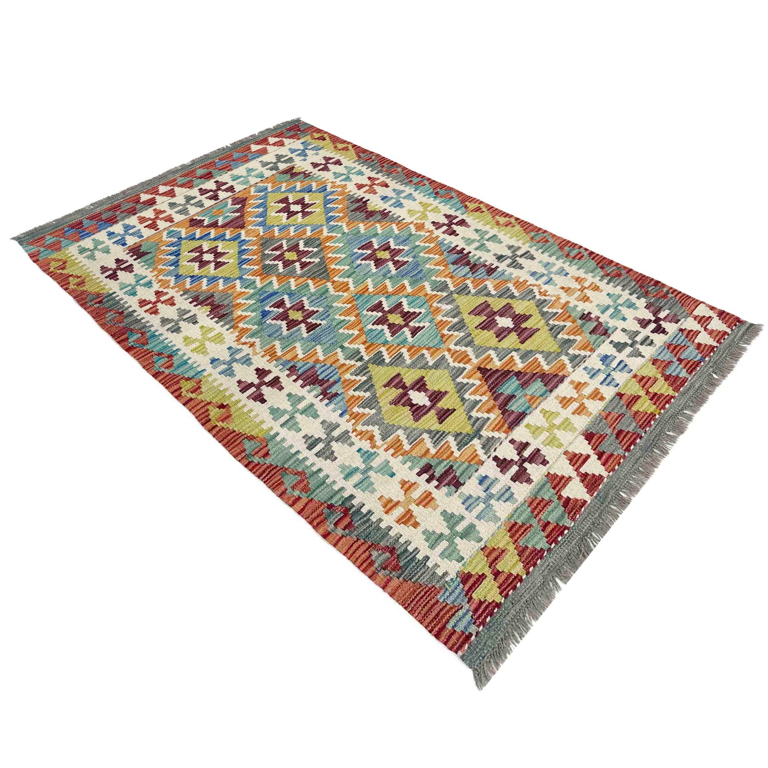 Handmade Vegetable Kelim 3' 4" x 5' 3" (ft) - No. Y39356