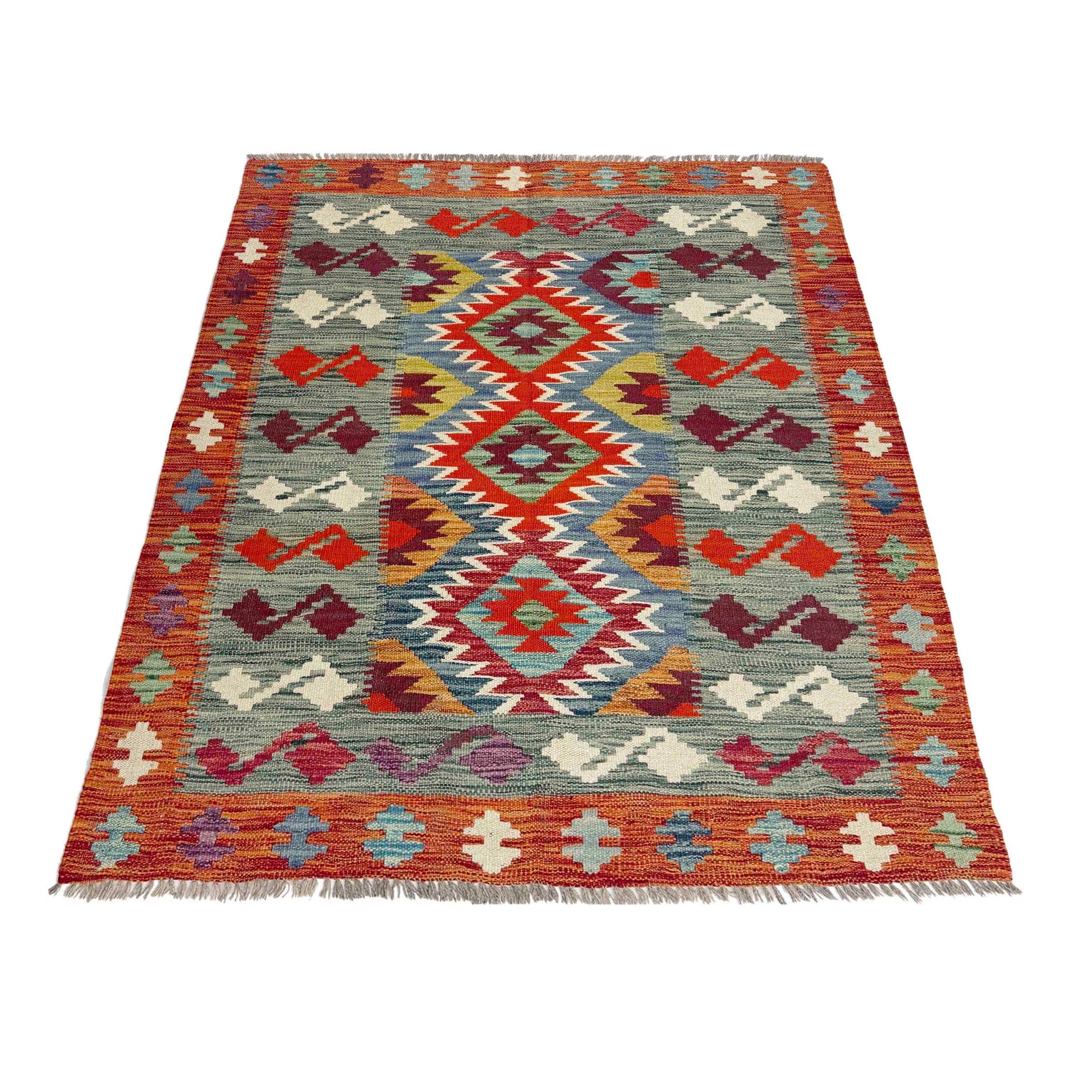 Handmade Vegetable Kelim 3' 9" x 4' 11" (ft) - No. Y39361