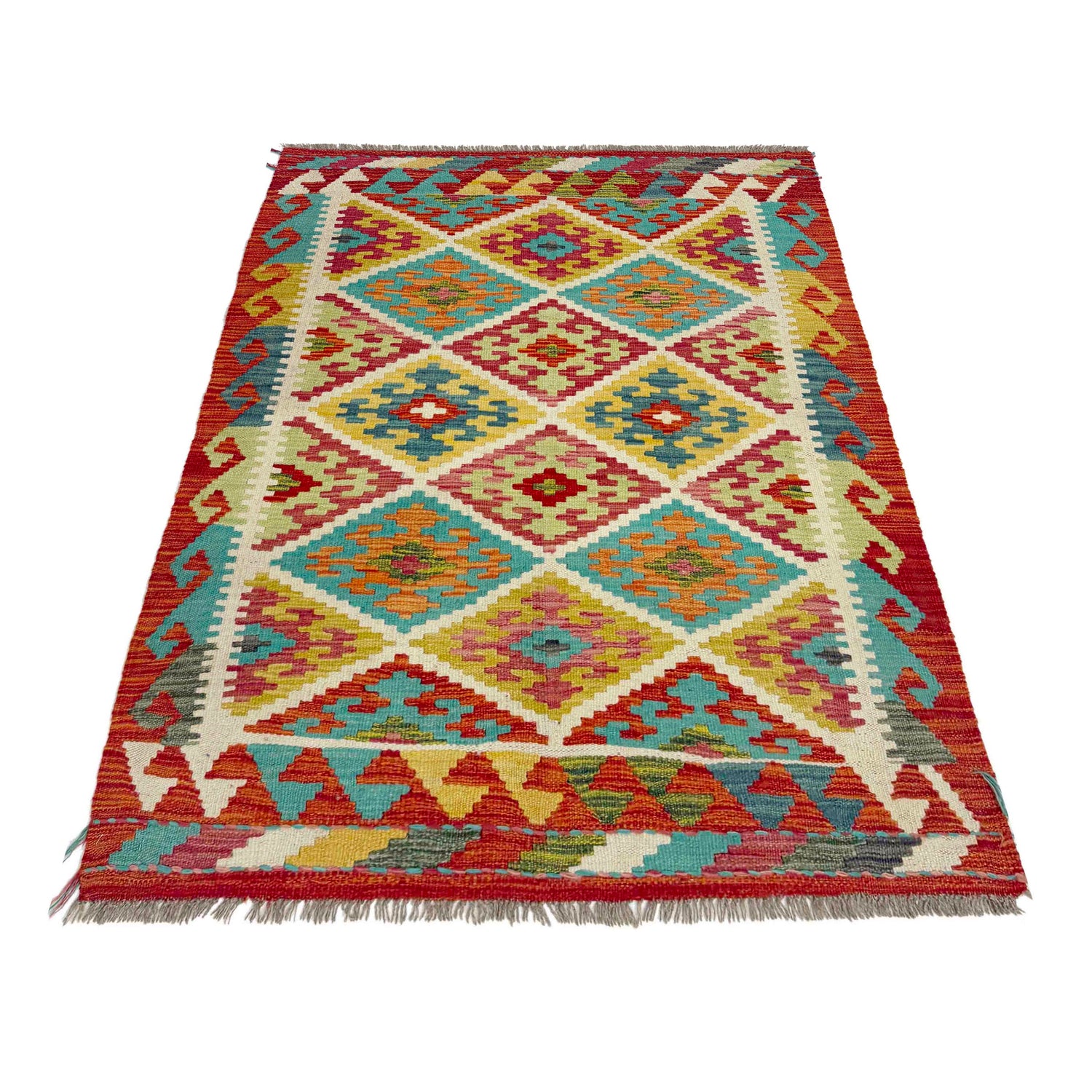 Handmade Vegetable Kilim 3' 3" x 4' 9" (ft) - No. Y39362