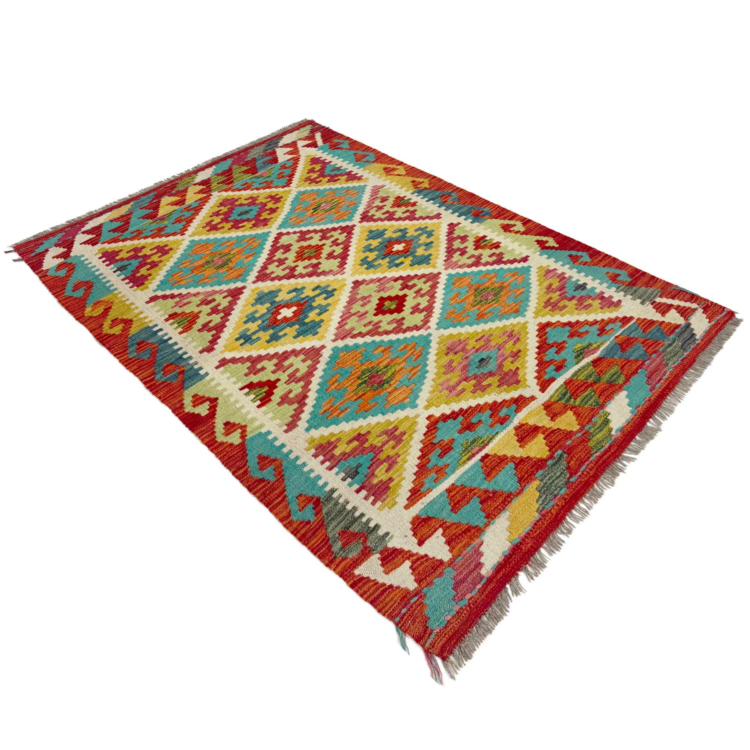 Handmade Vegetable Kilim 3' 3" x 4' 9" (ft) - No. Y39362