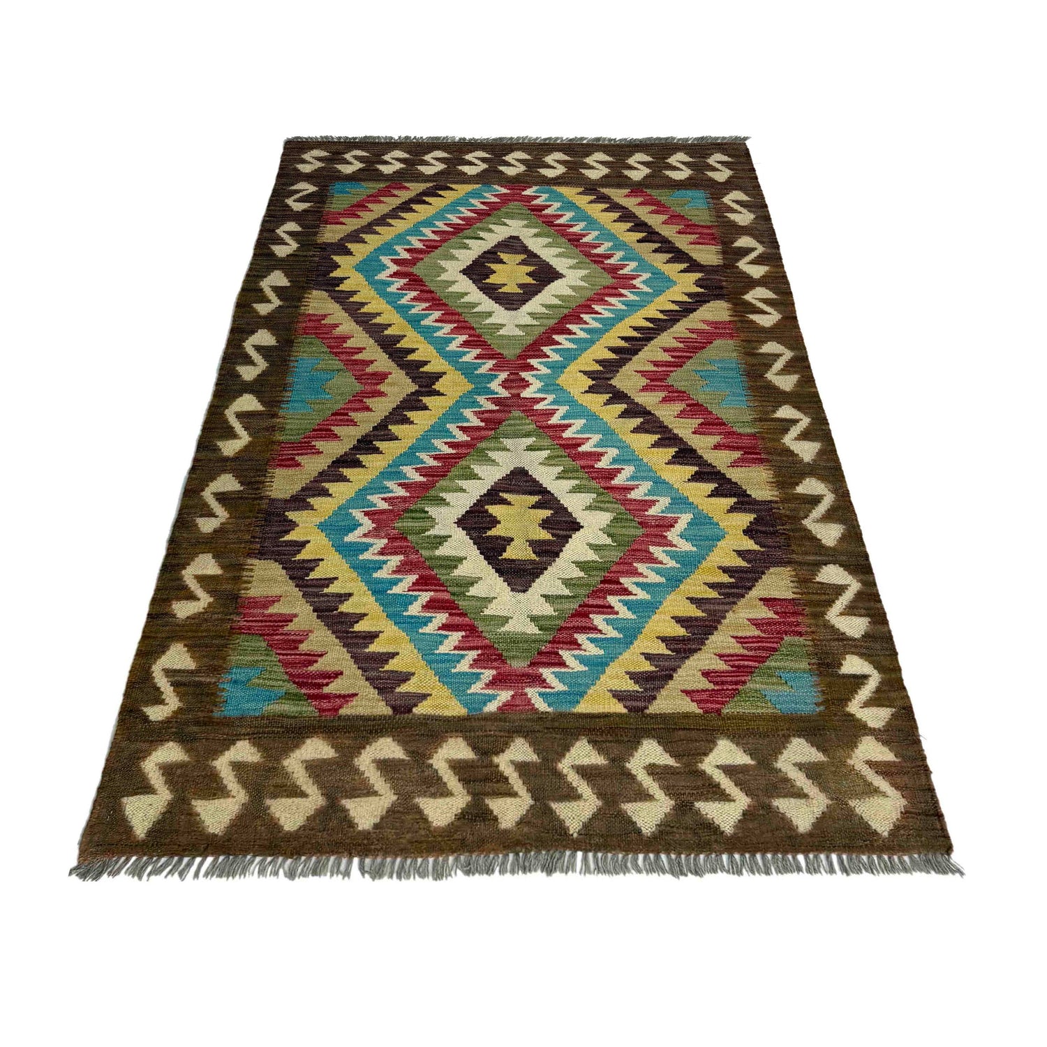 Handmade Vegetable Kelim 3' 3" x 5' 1" (ft) - No. Y39372