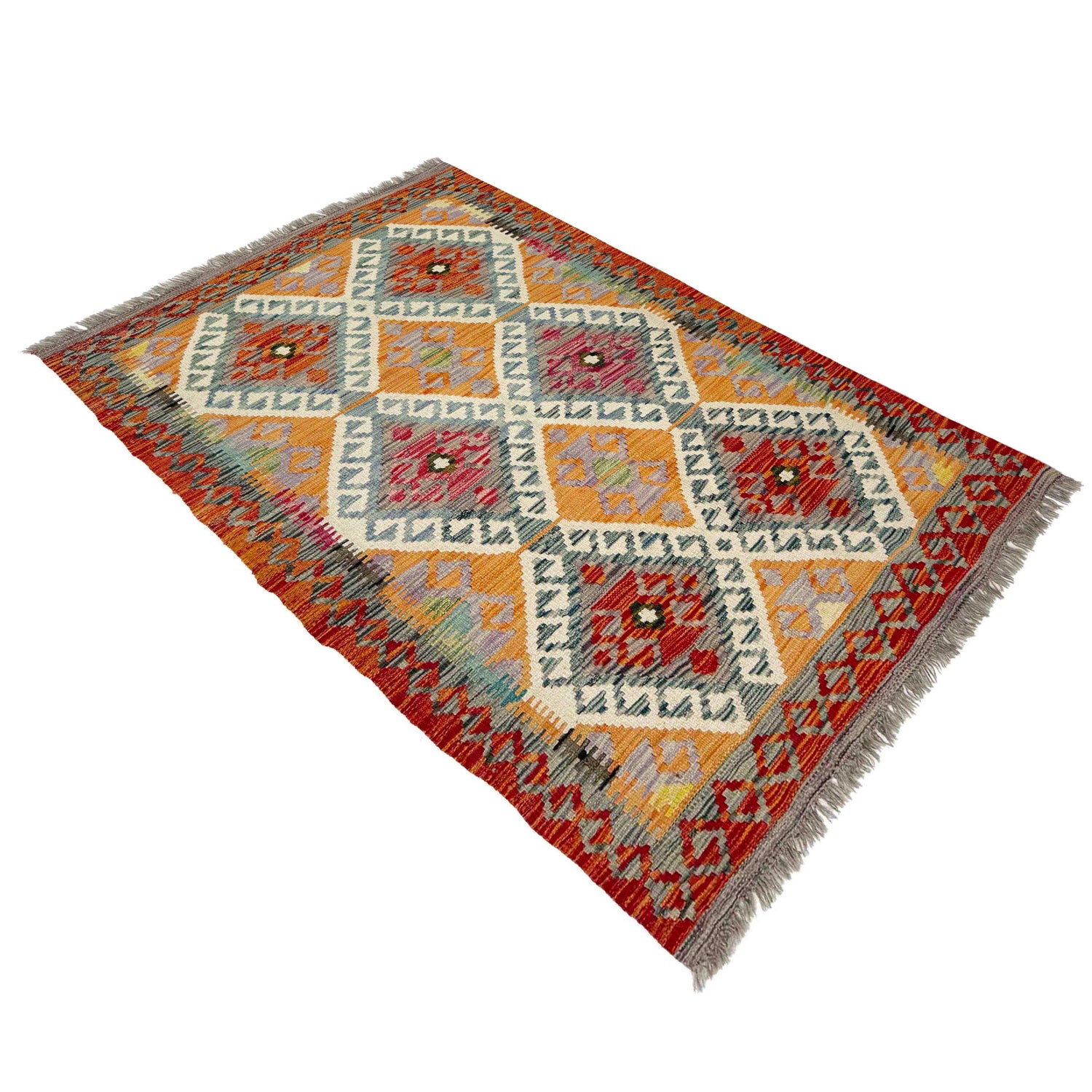 Handmade Vegetable Kelim 3' 3" x 5' 2" (ft) - No. Y39374