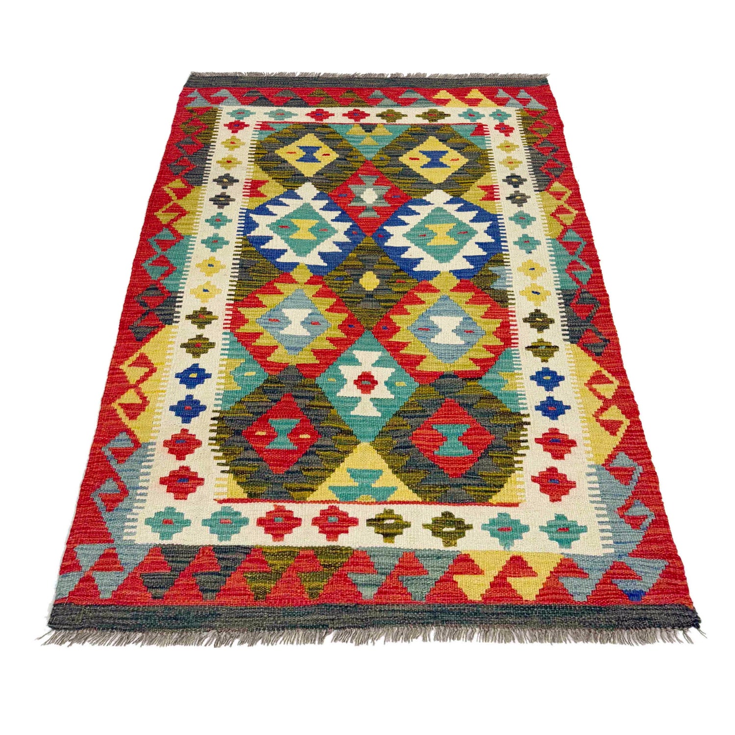Handmade Vegetable Kilim 3' 5" x 5' 3" (ft) - No. Y39375