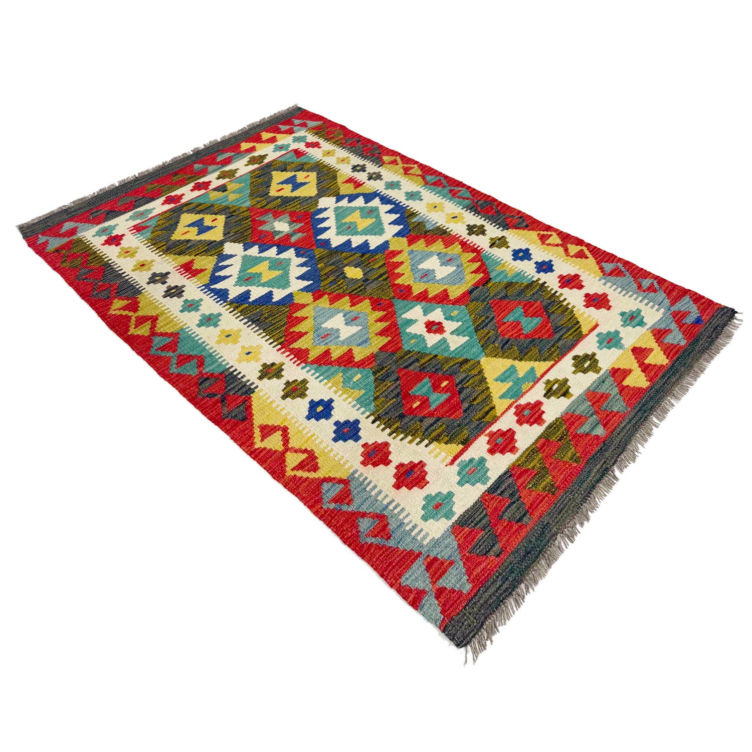 Handmade Vegetable Kilim 3' 5" x 5' 3" (ft) - No. Y39375