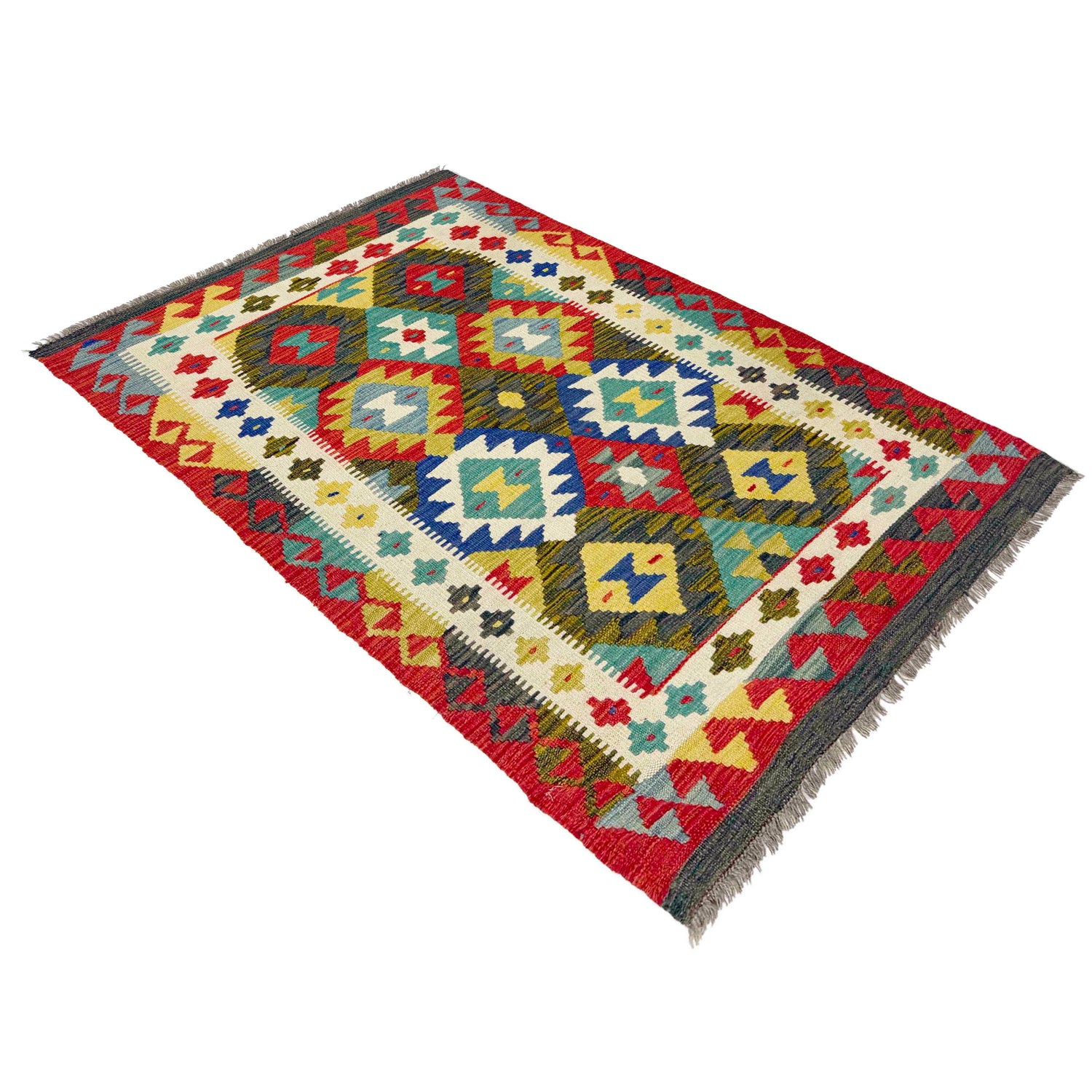 Handmade Vegetable Kilim 3' 5" x 5' 3" (ft) - No. Y39375