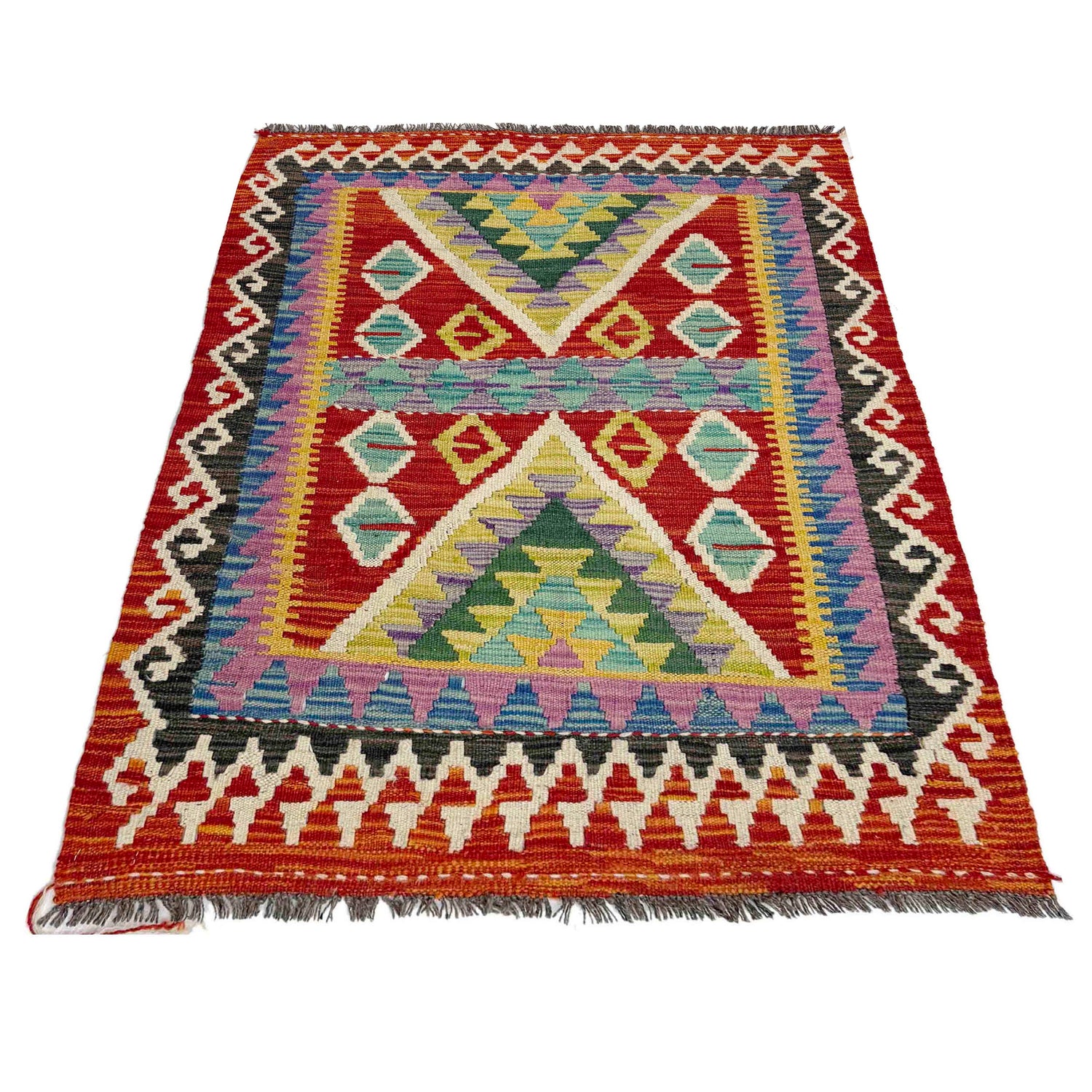 Handmade Vegetable Kelim 2' 9" x 3' 11" (ft) - No. Y39386