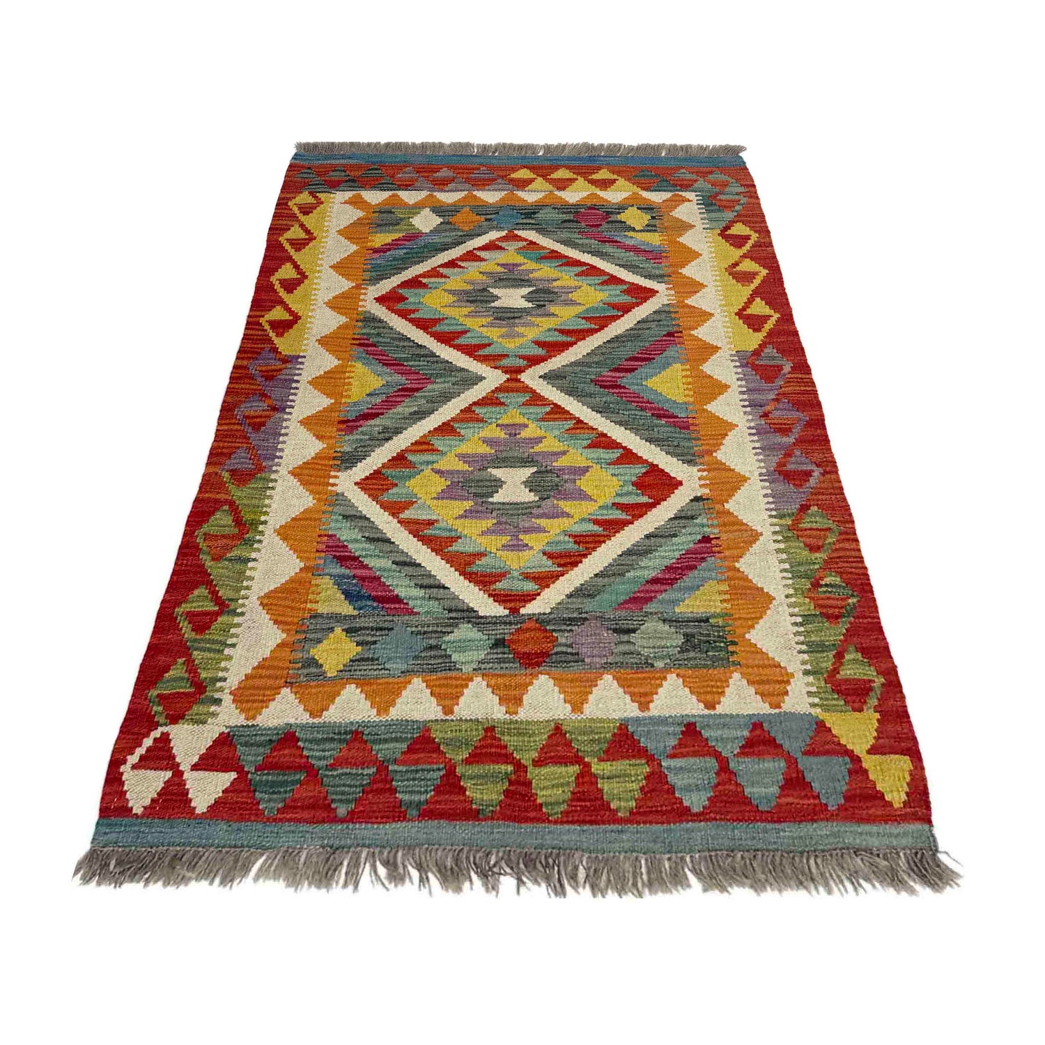 Handmade Vegetable Kelim 2' 9" x 4' 1" (ft) - No. Y39390