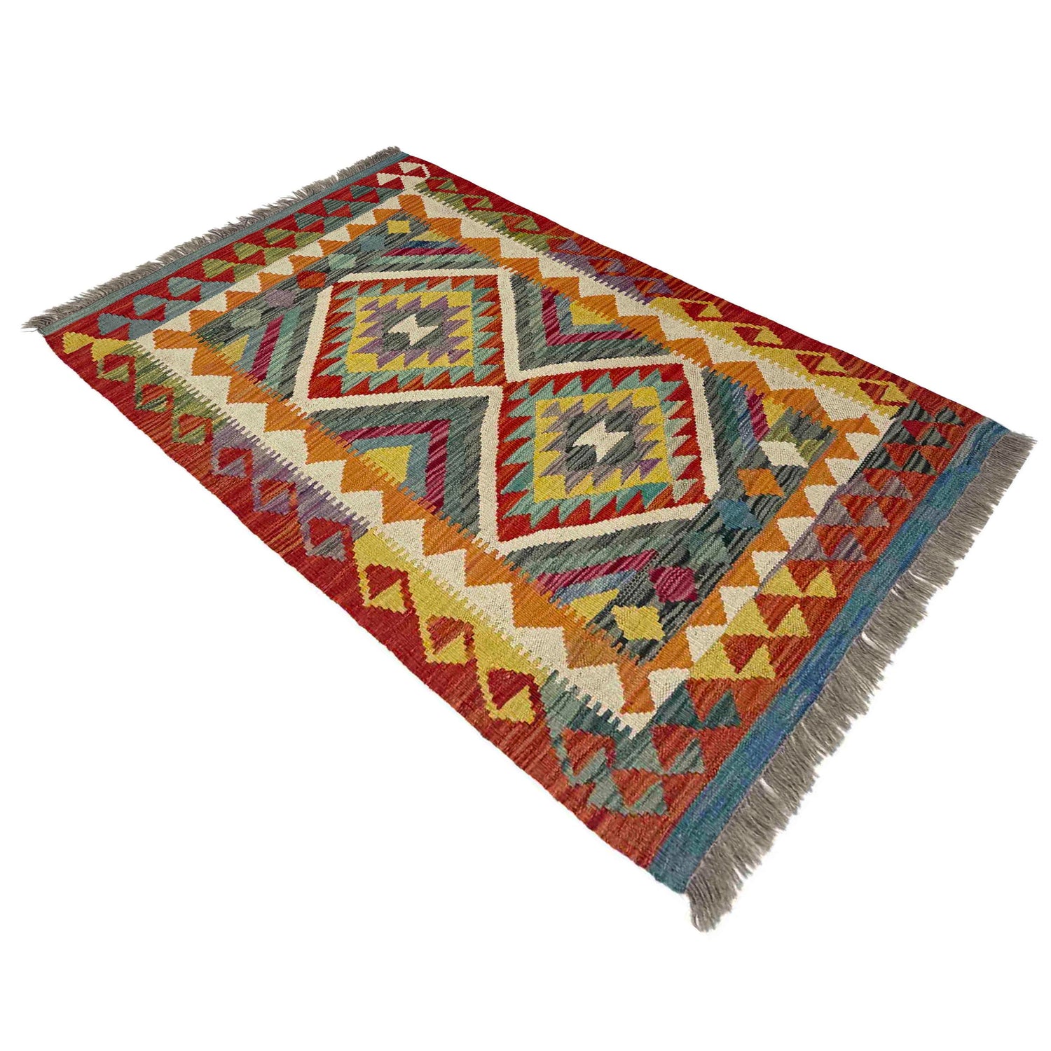 Handmade Vegetable Kelim 2' 9" x 4' 1" (ft) - No. Y39390