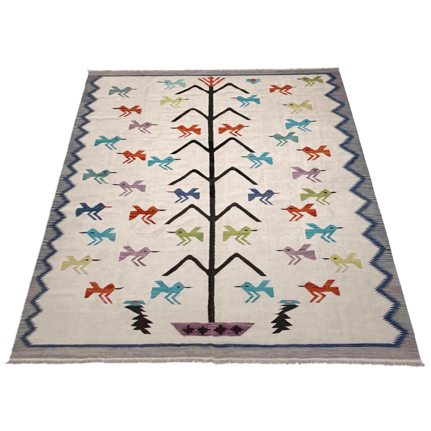 Hand Knotted Embroidery Kilim 8' 9" x 12' 0" (ft) - No. Y39433