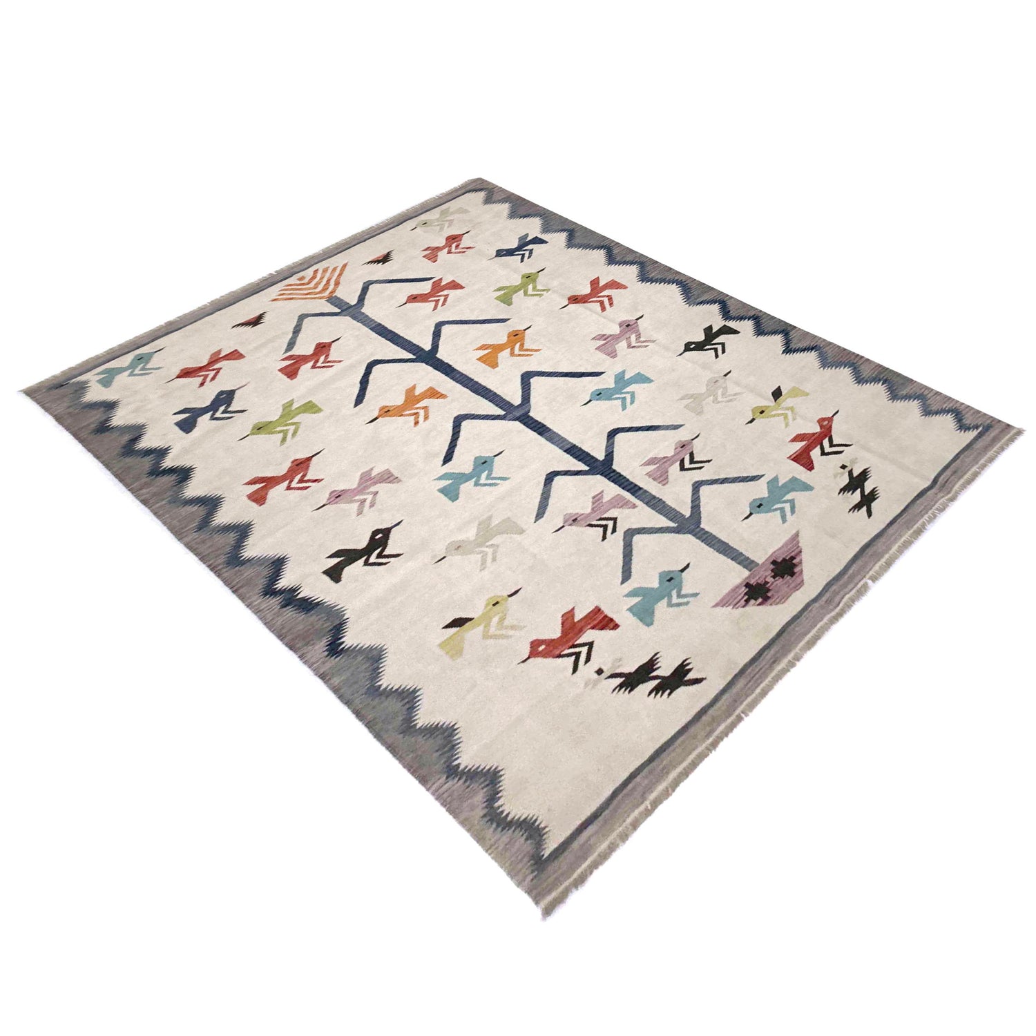 Hand Knotted Embroidery Kelim 8' 8" x 11' 10" (ft) - No. Y39435